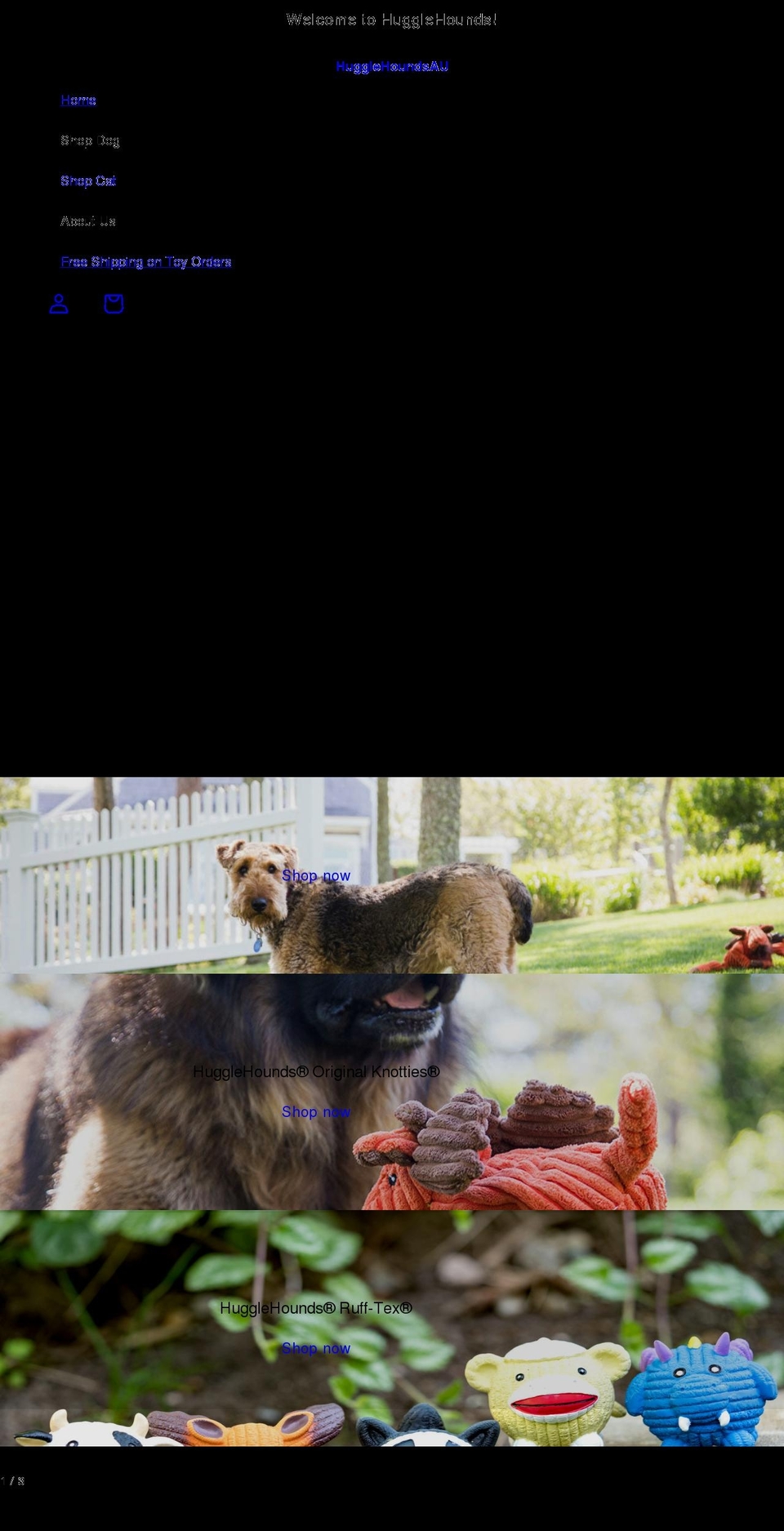 hugglehoundsau.com shopify website screenshot