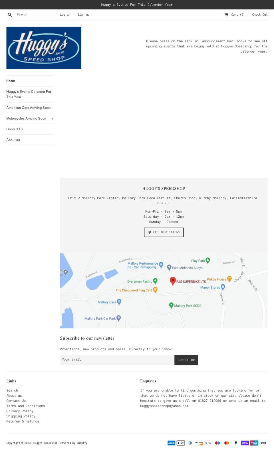 huggysspeedshop.co.uk shopify website screenshot