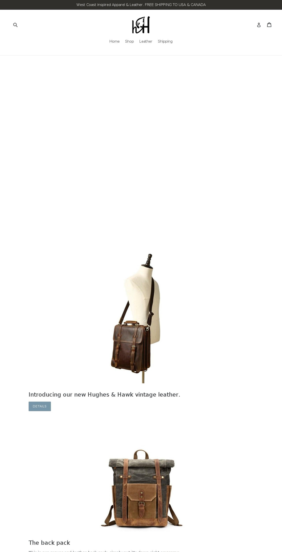 hughesandhawk.com — Shopify storefront screenshot