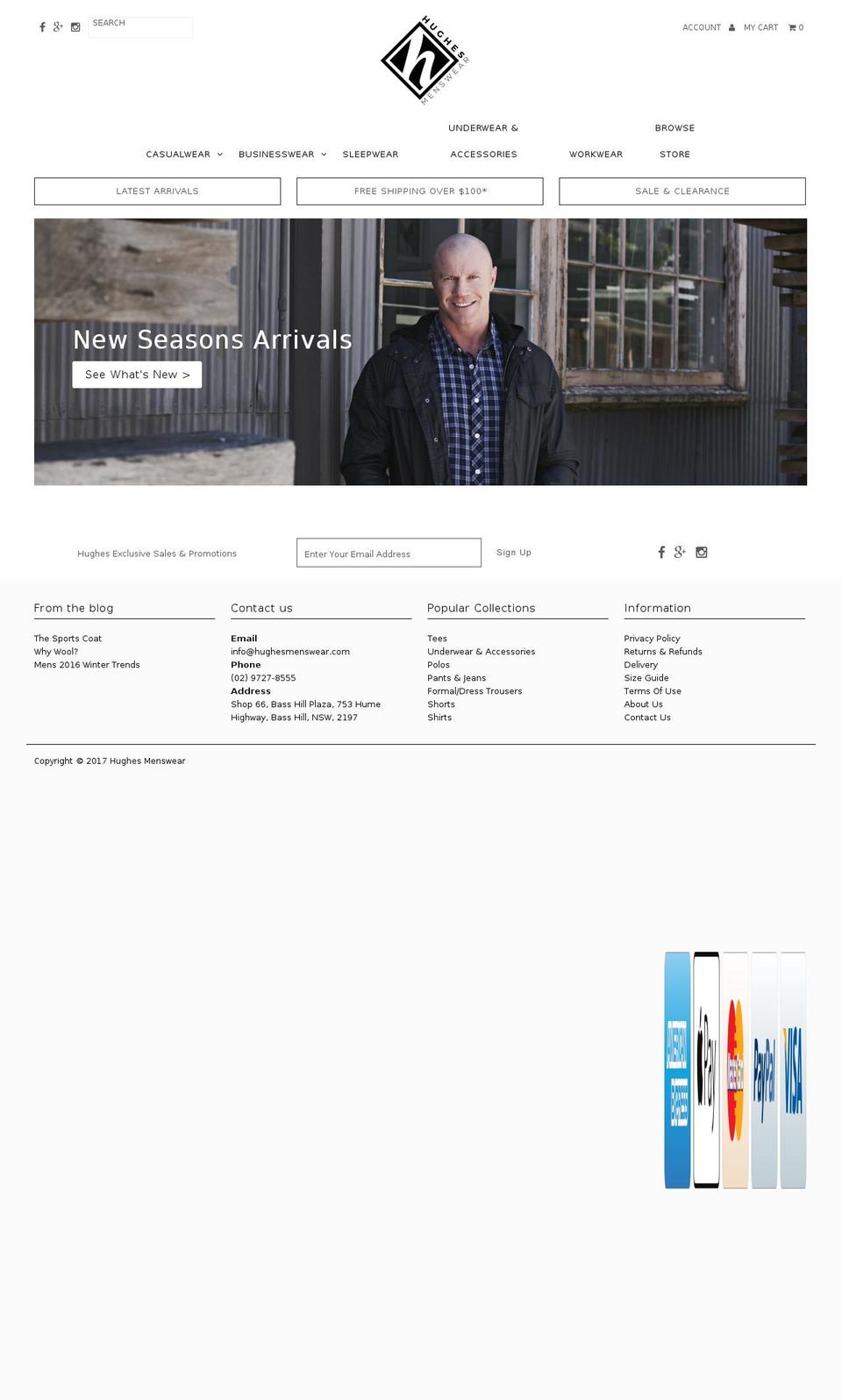 hughesmenswear.com.au shopify website screenshot