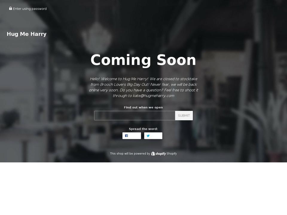 hugmeharry.com.au shopify website screenshot