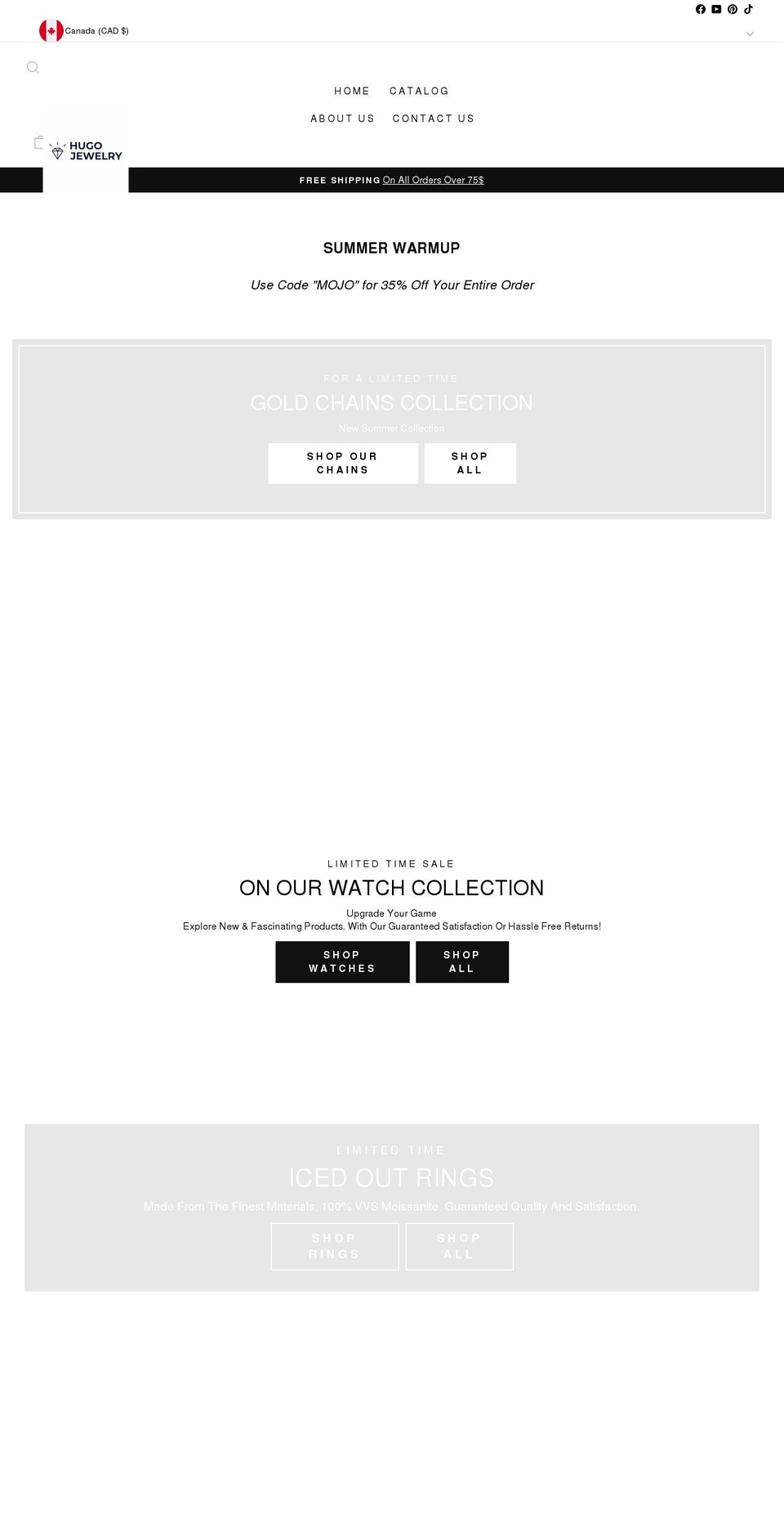 hugojewelry.com shopify website screenshot