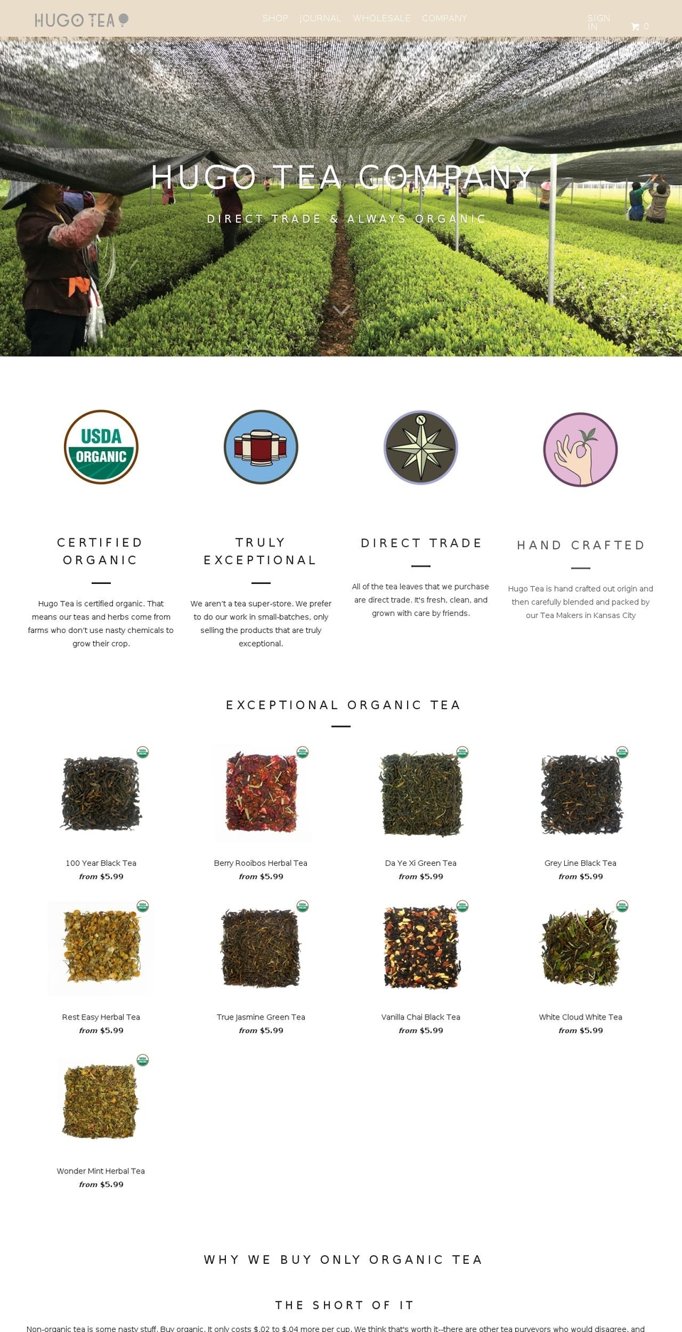 hugotea.com shopify website screenshot