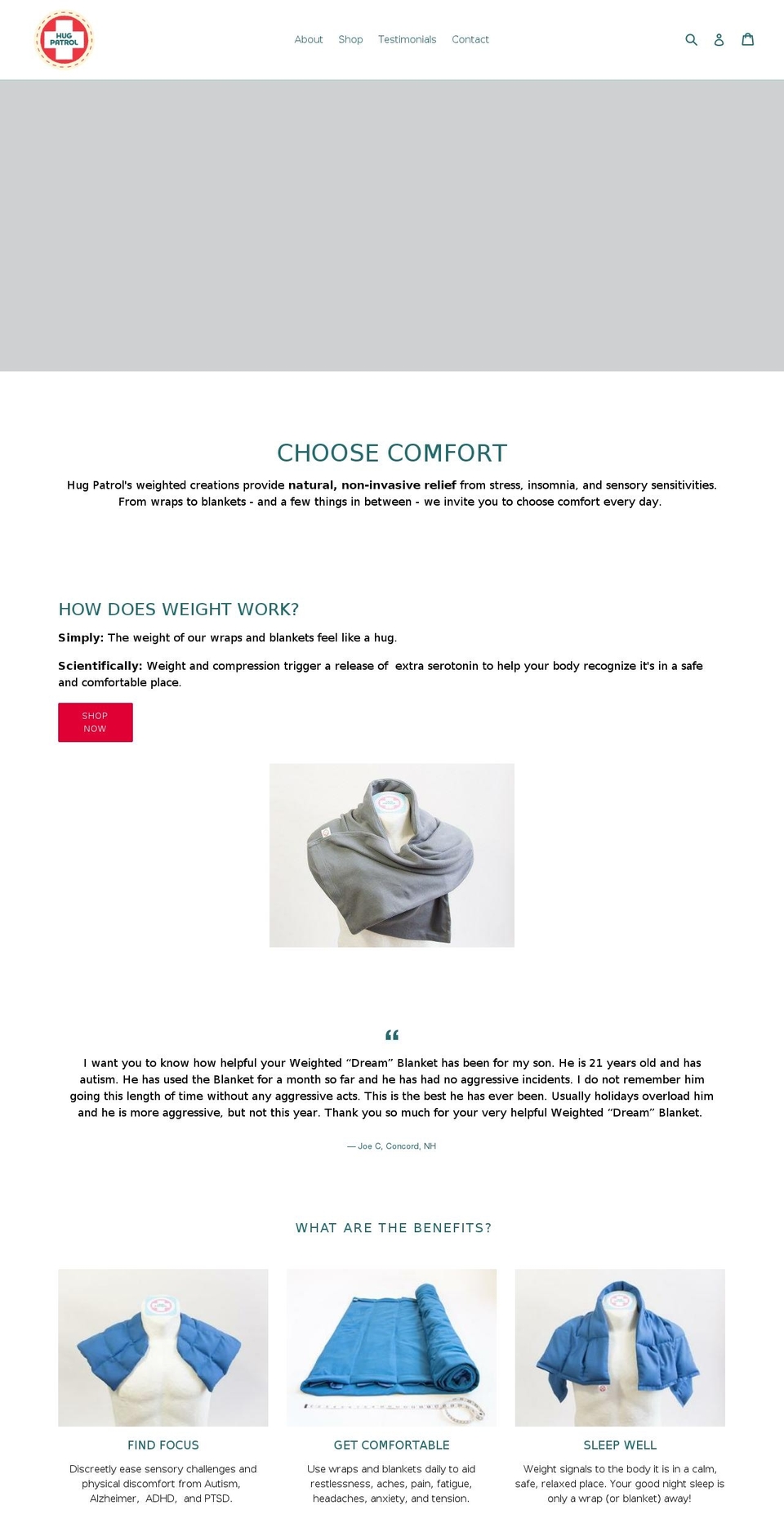 hugpatrol.net shopify website screenshot