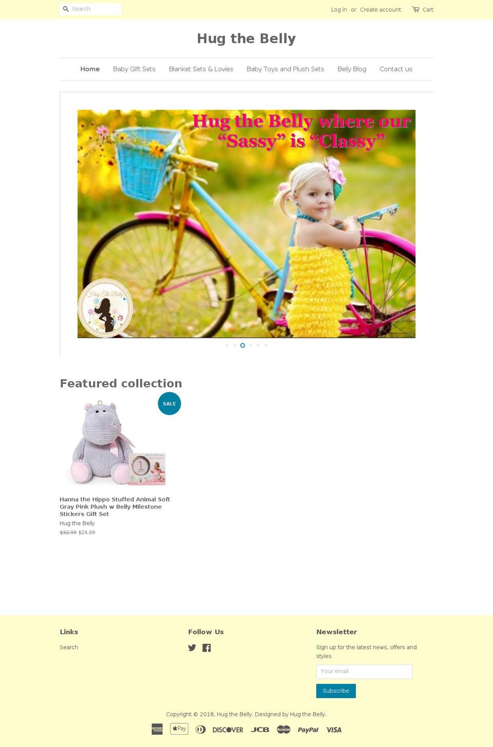 hugthebelly.com — Shopify storefront screenshot
