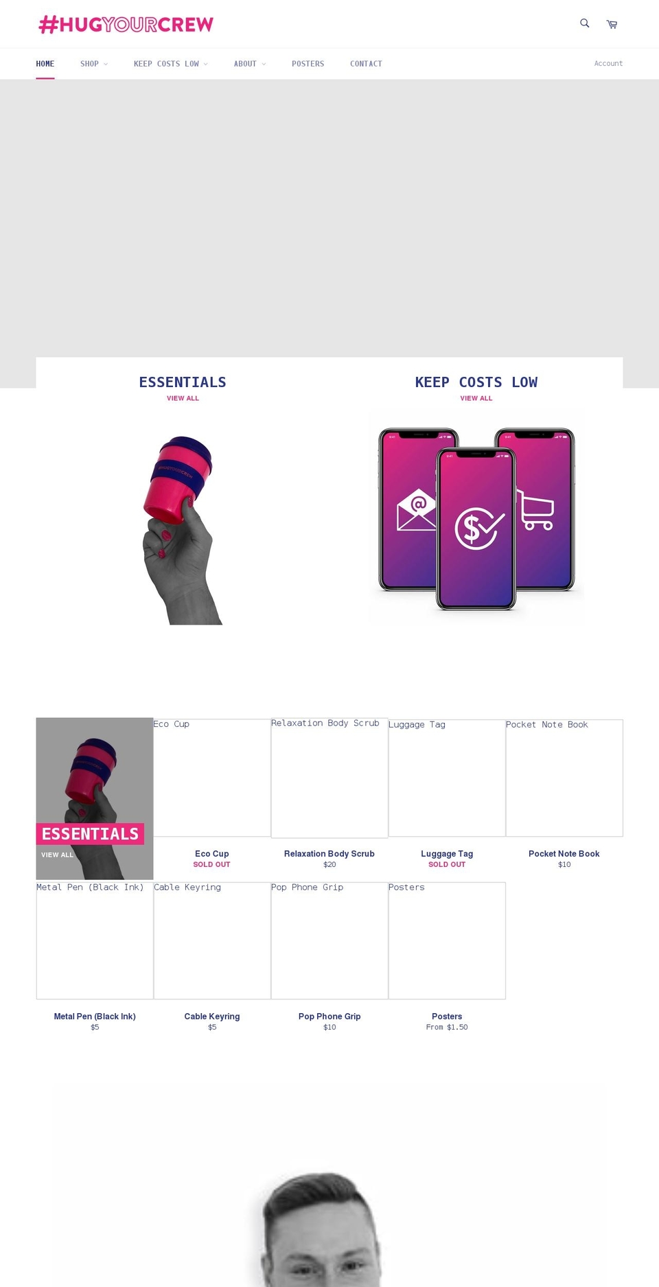 hugyourcrew.com.au shopify website screenshot