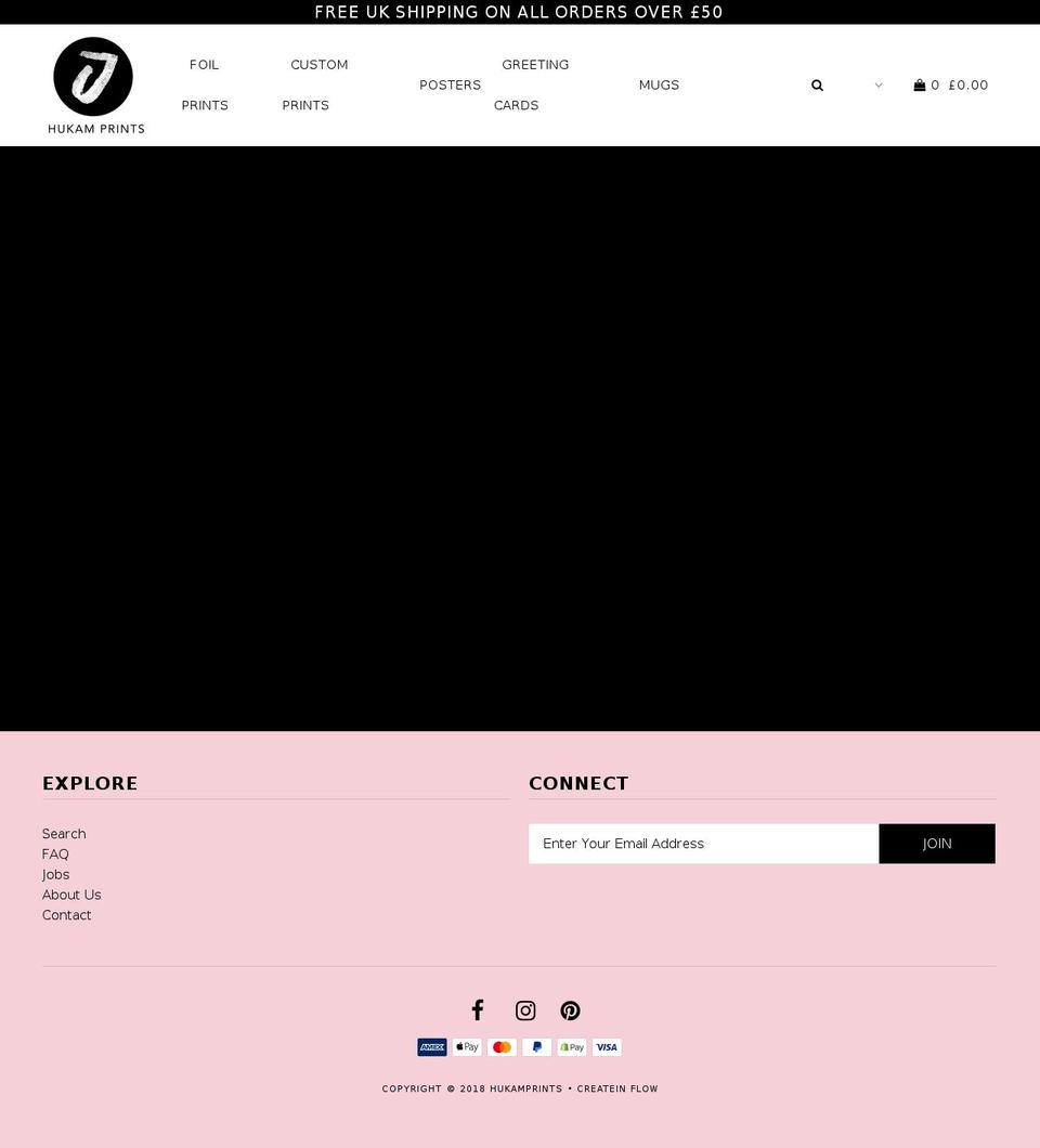 hukamprints.com — Shopify storefront screenshot