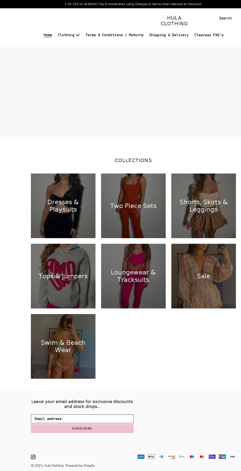 hula-clothing.co.uk shopify website screenshot