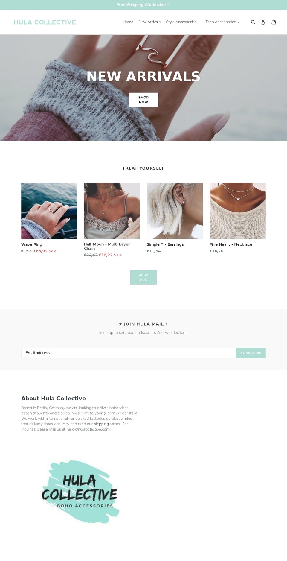 hulacollective.com — Shopify storefront screenshot