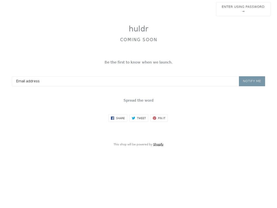 huldr.com — Shopify storefront screenshot