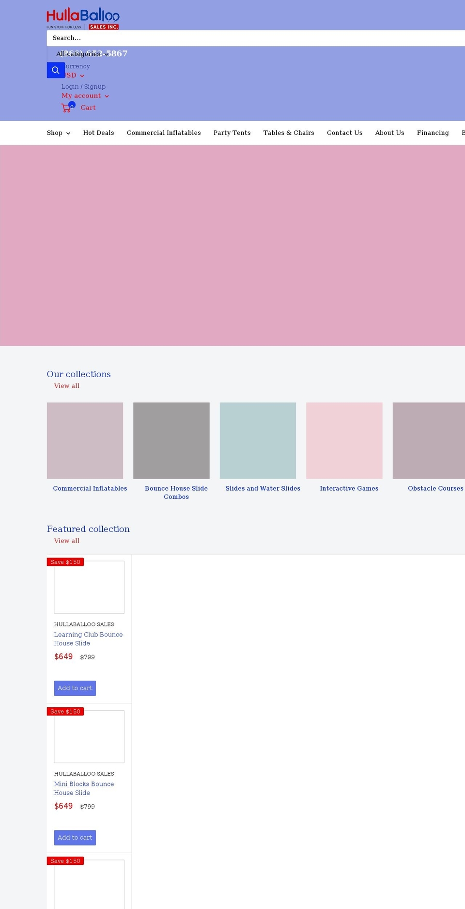 hullaballoosales.com shopify website screenshot