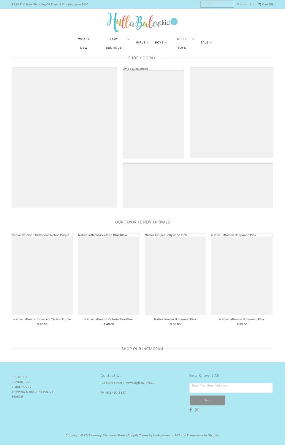 hullabalookid.com — Shopify storefront screenshot