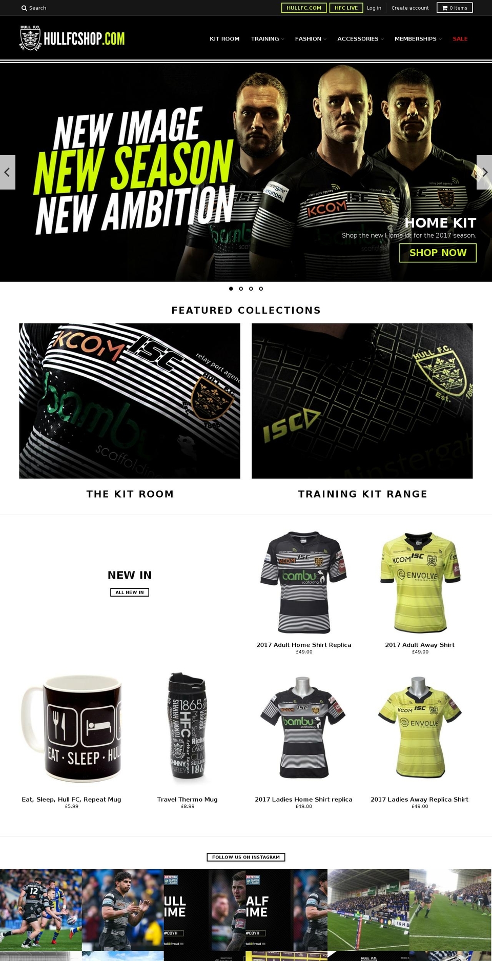 hullfcshop.com shopify website screenshot