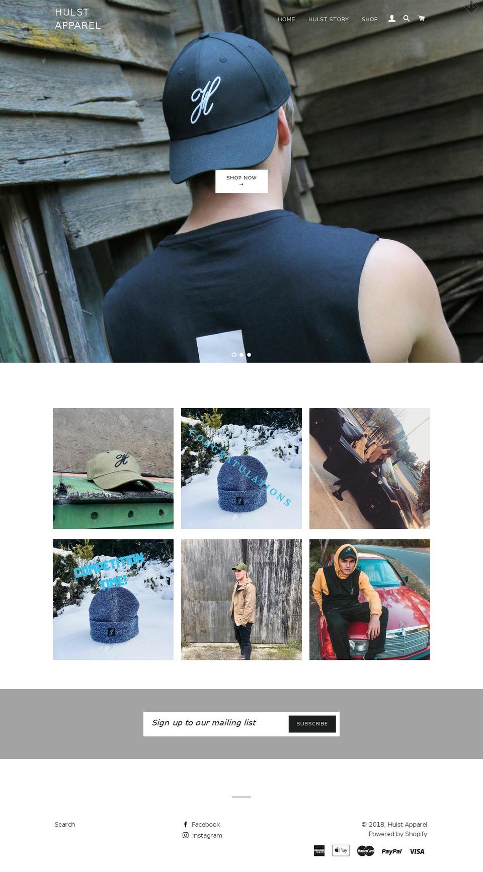 hulstapparel.com — Shopify storefront screenshot