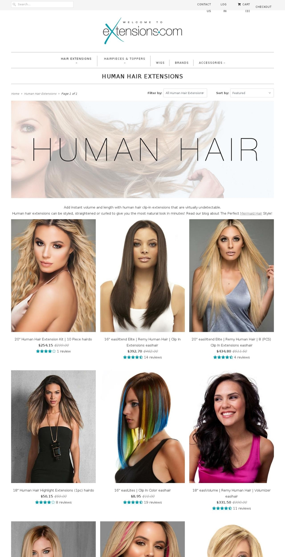 human-hair-extensions.net shopify website screenshot