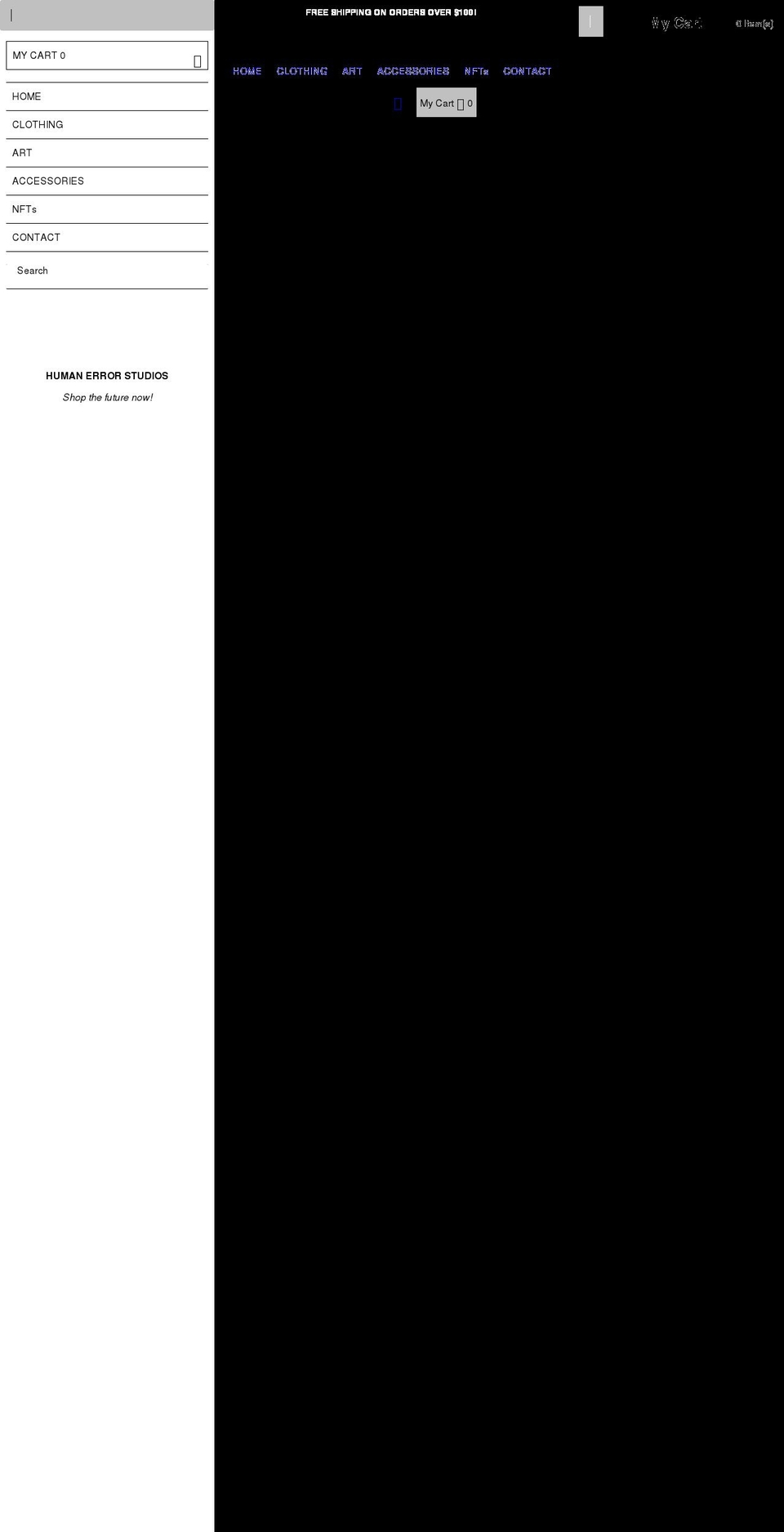 humanerrorstudios.com shopify website screenshot