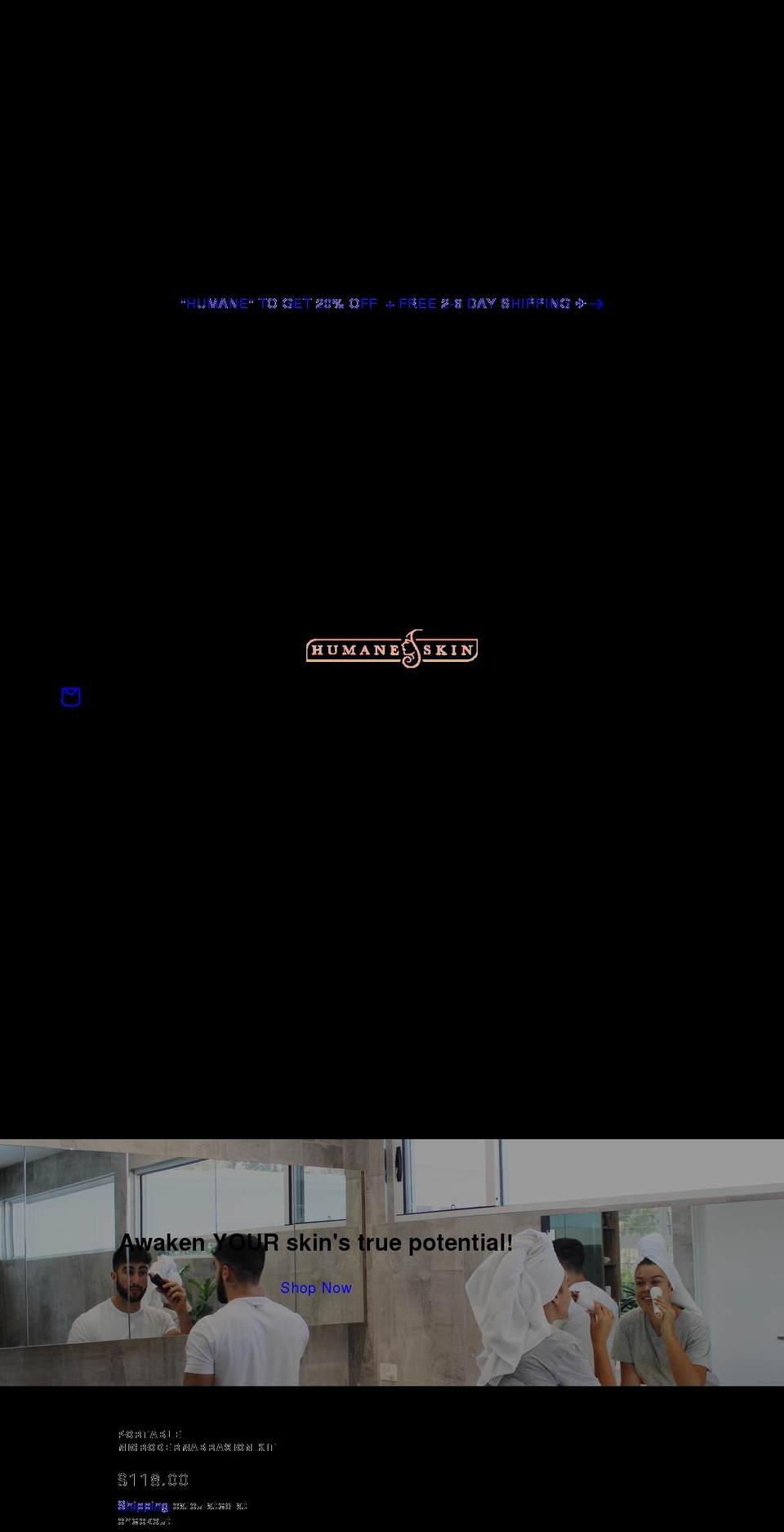 humaneskin.com shopify website screenshot