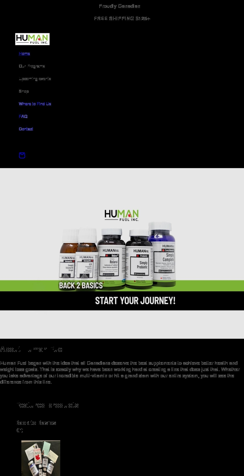 humanfuel.ca shopify website screenshot