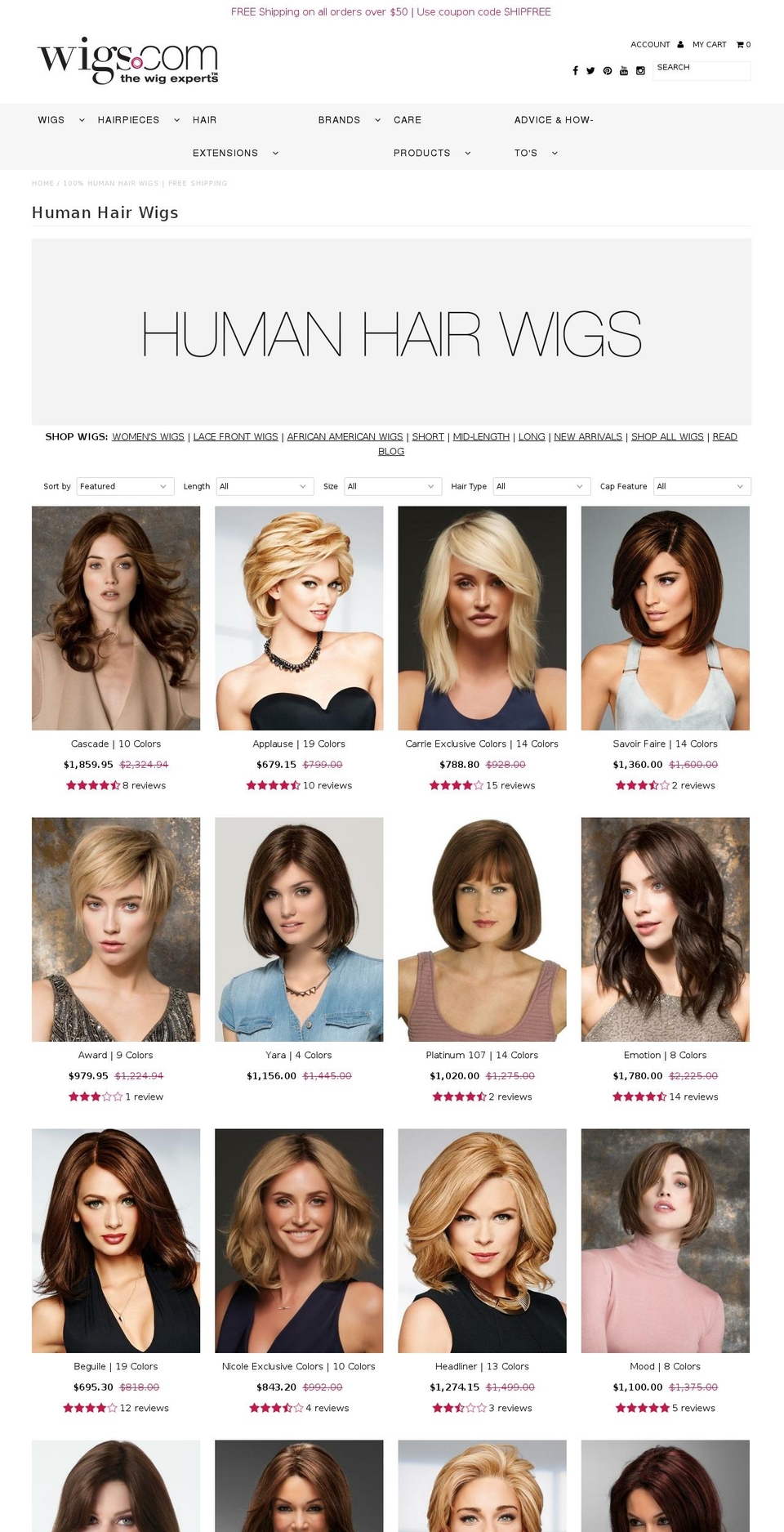 humanhairwig.com shopify website screenshot