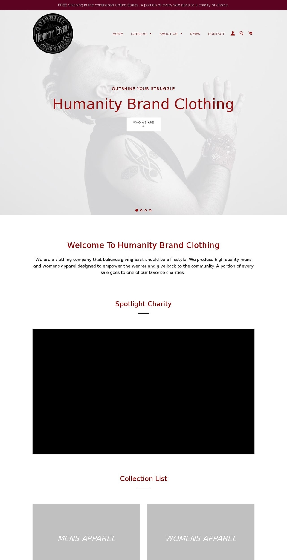 humanitybrandclothing.com — Shopify storefront screenshot