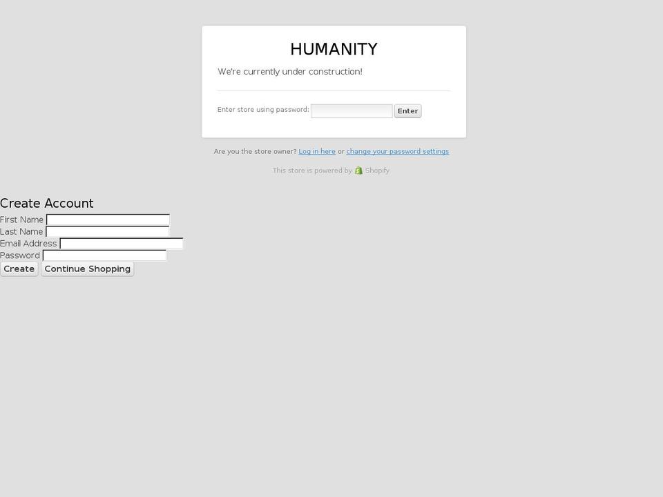 humanitysports.com shopify website screenshot