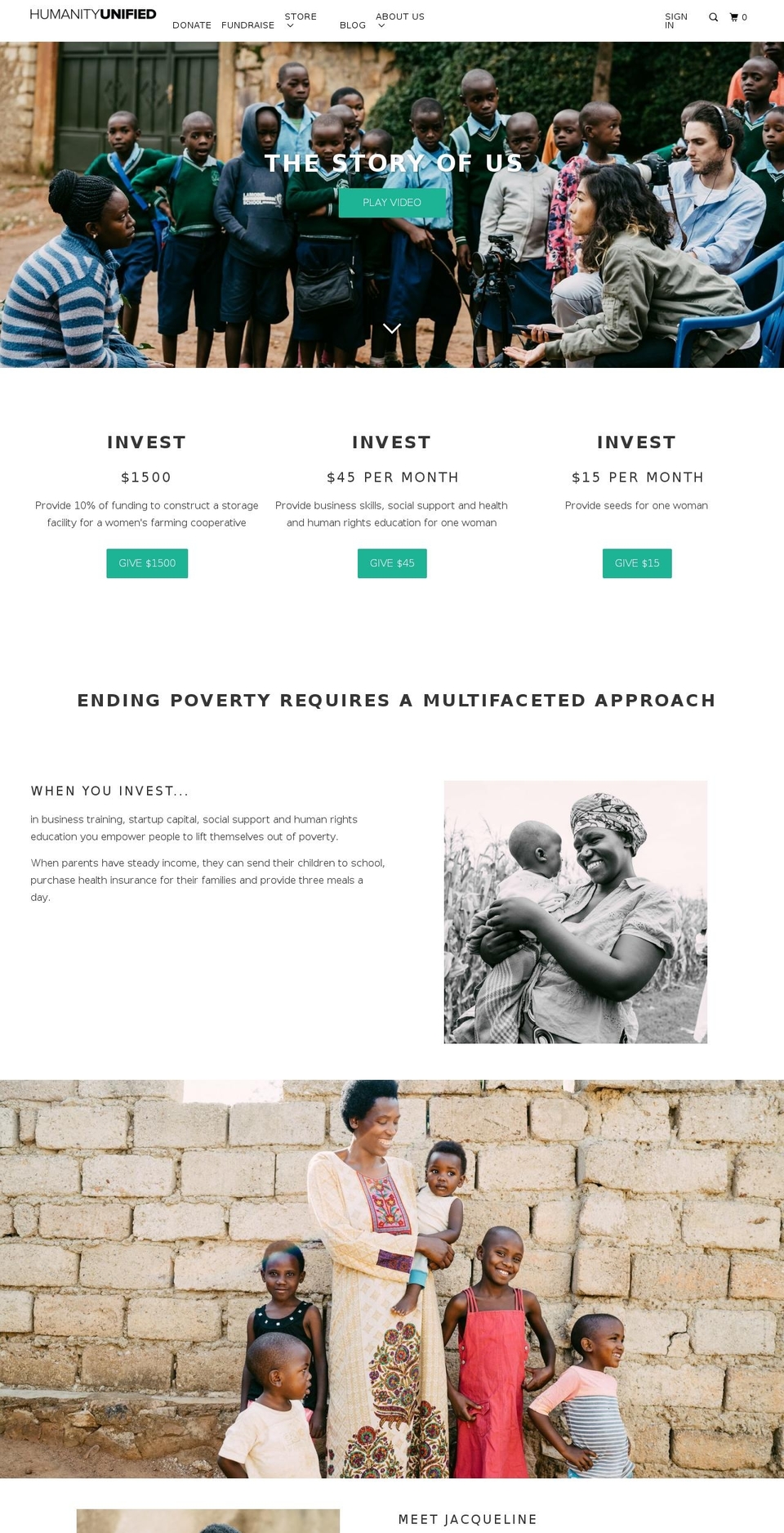 humanityunified.com shopify website screenshot
