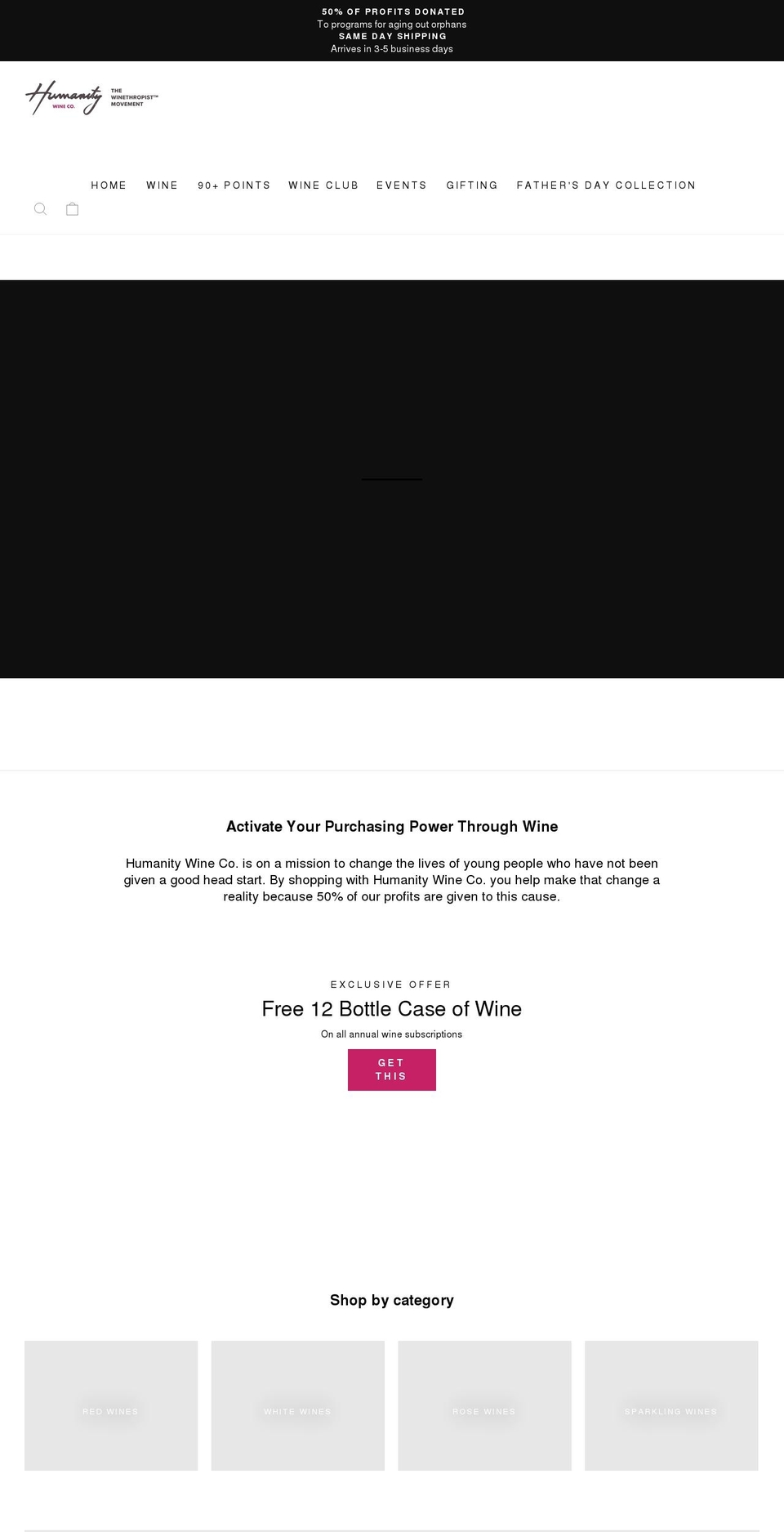 humanitywineco.com shopify website screenshot