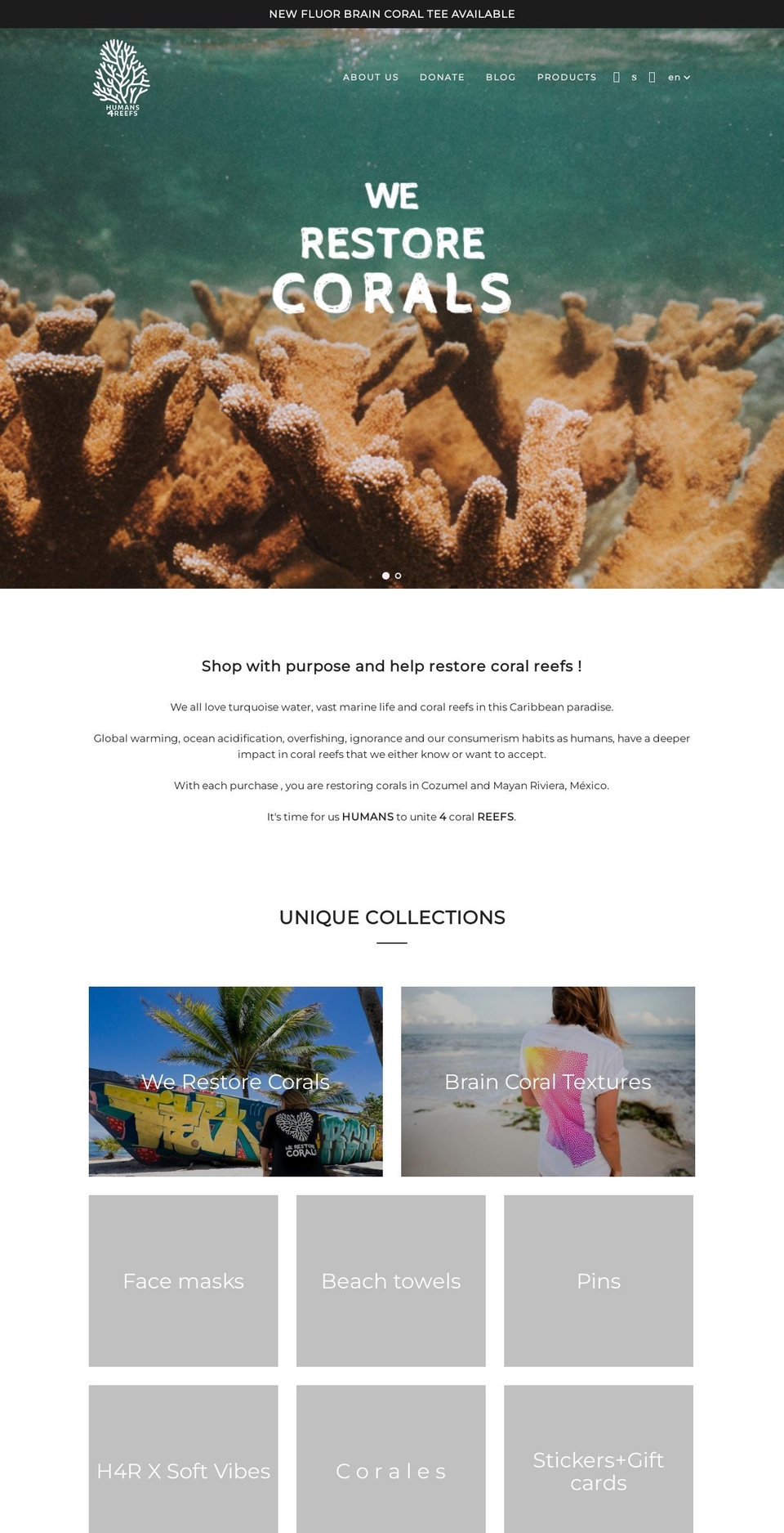 humans4reefs.com — Shopify storefront screenshot