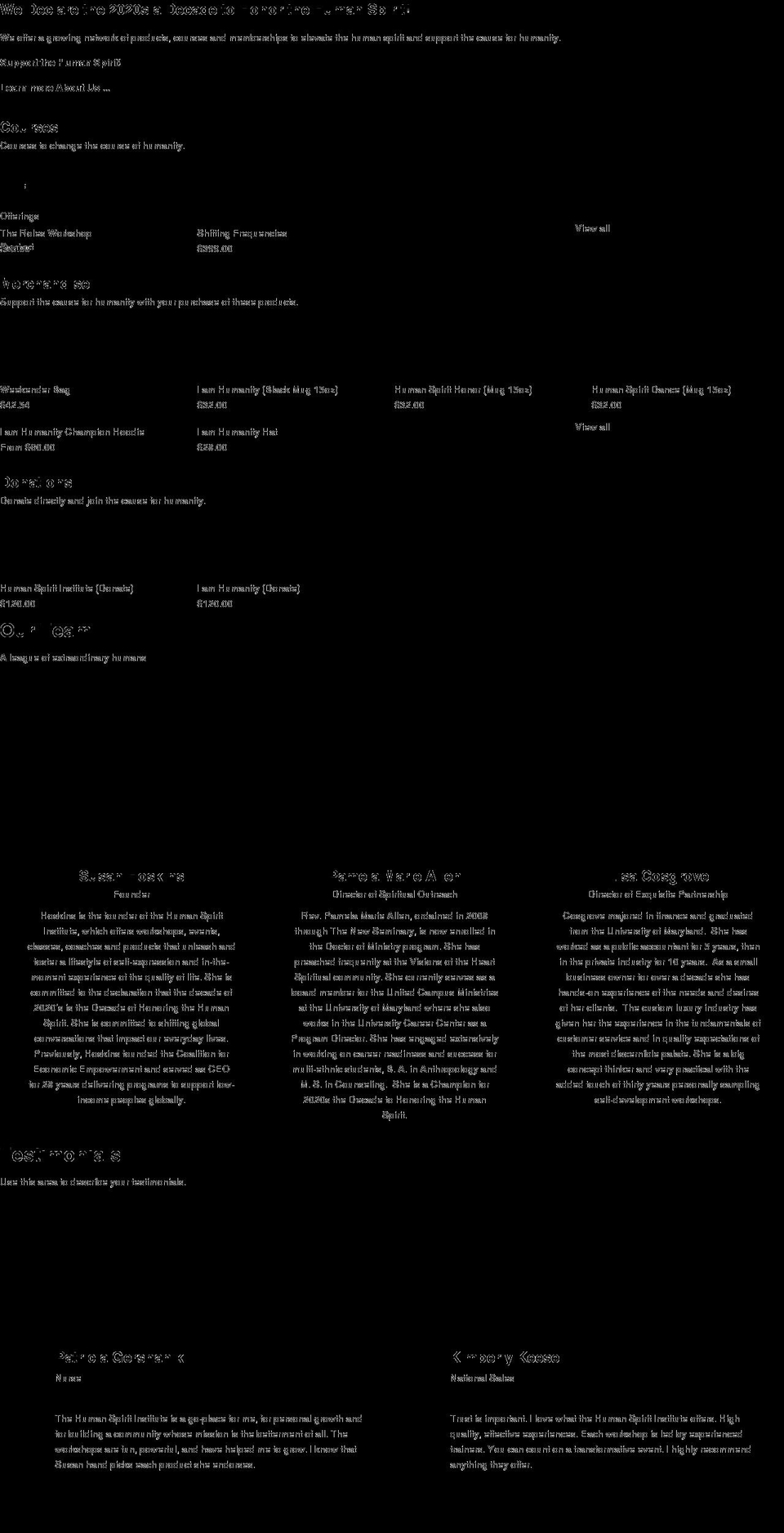 Updated copy of Story Shopify theme site example humanspiritinstitute.com
