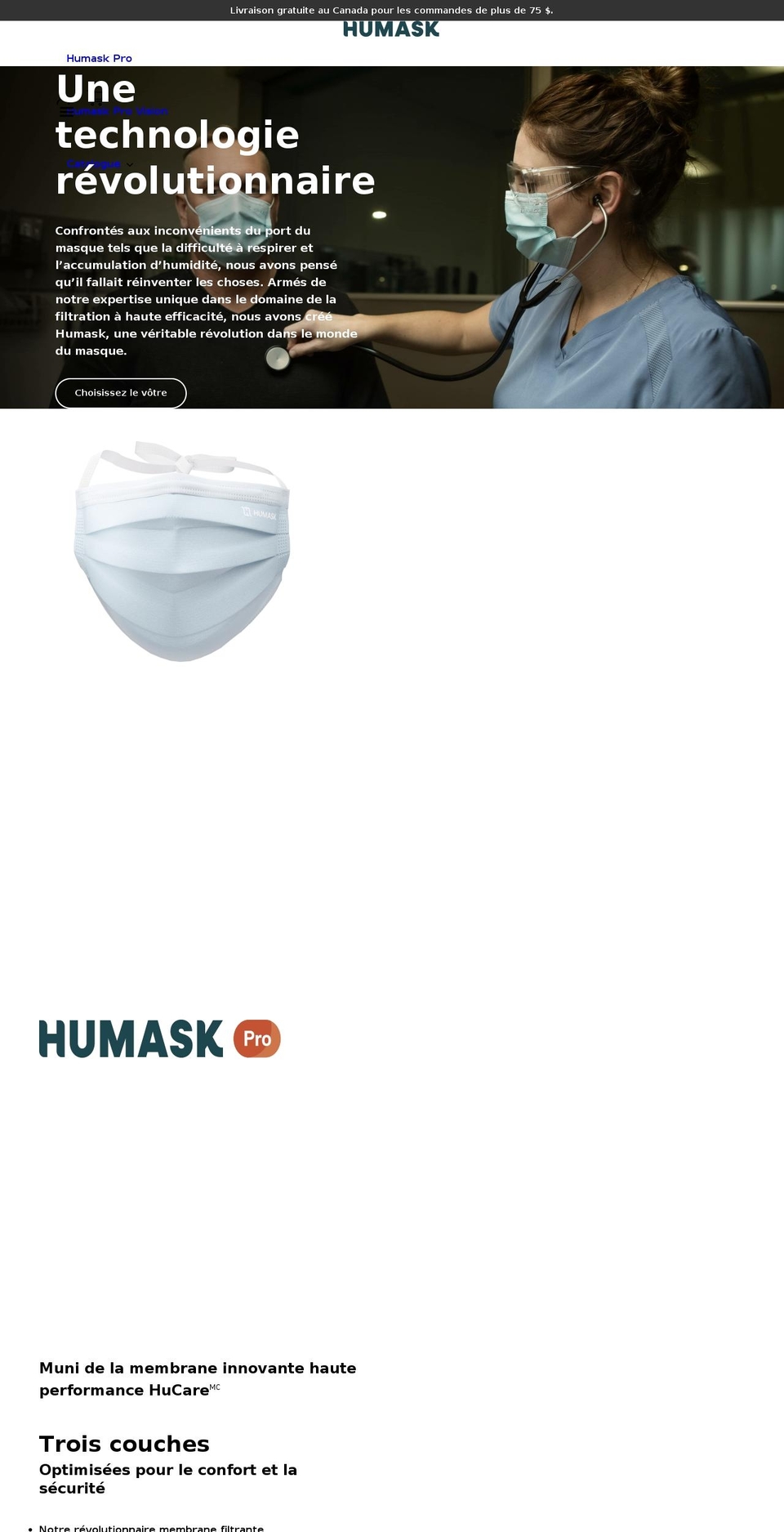 humask.ca shopify website screenshot