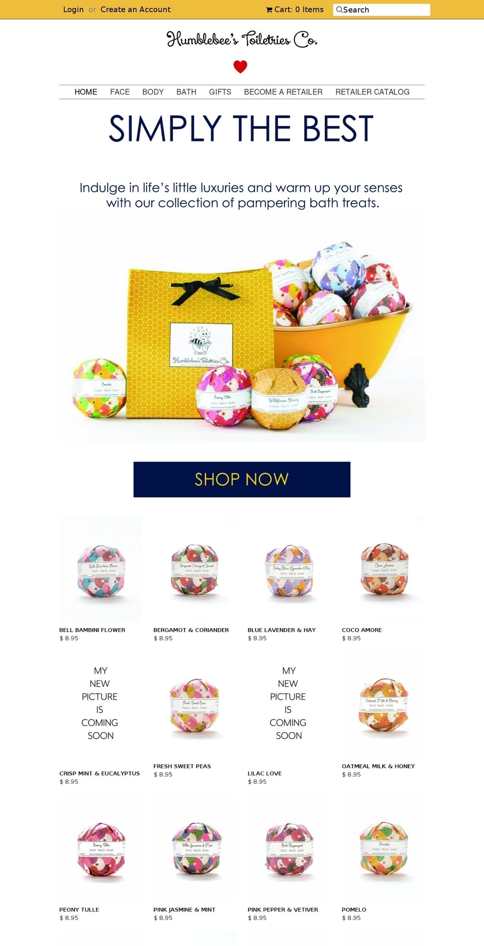 humblebeestoiletries.net shopify website screenshot
