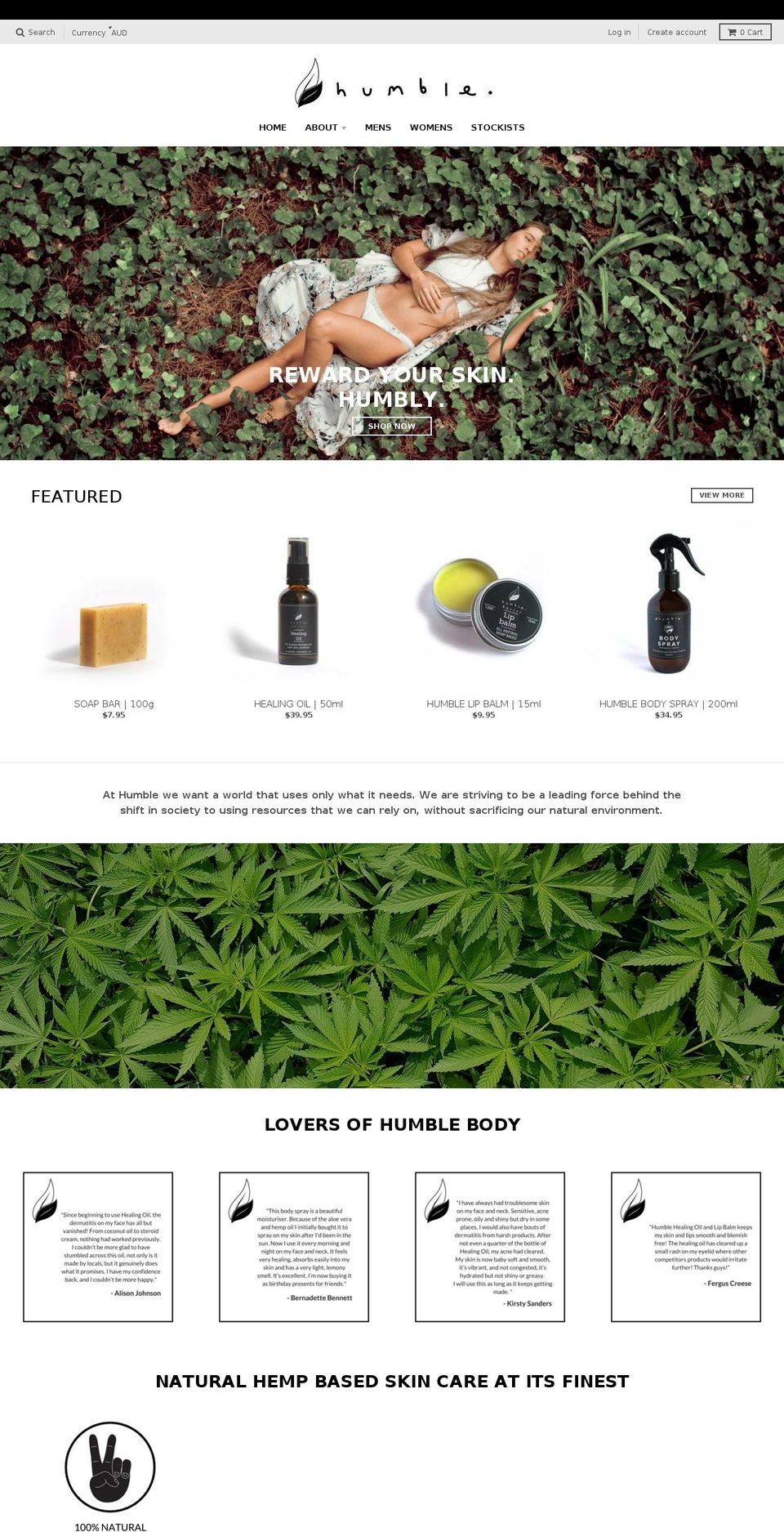 humblebody.com shopify website screenshot