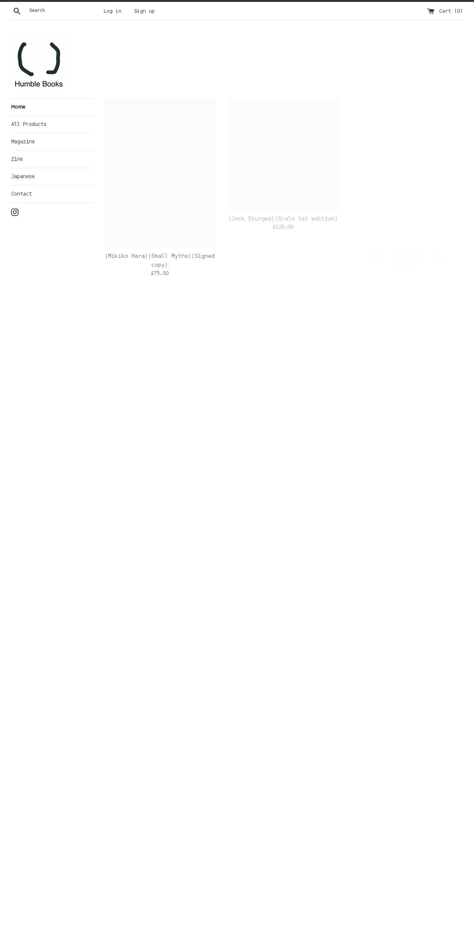 humblebooks.co.uk shopify website screenshot