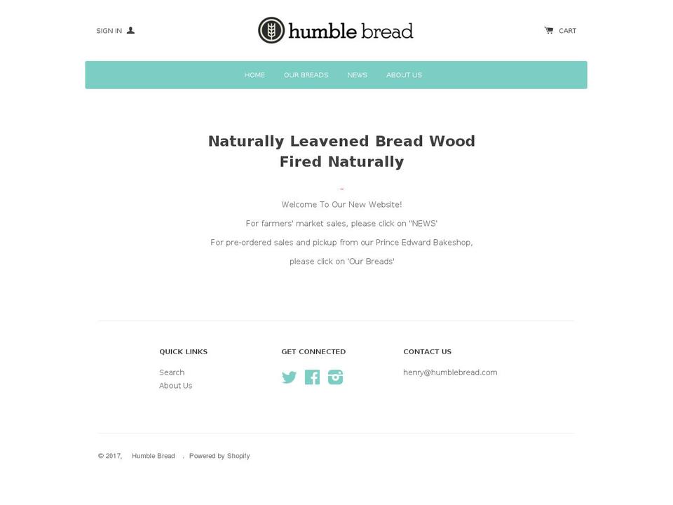 humblebread.com shopify website screenshot