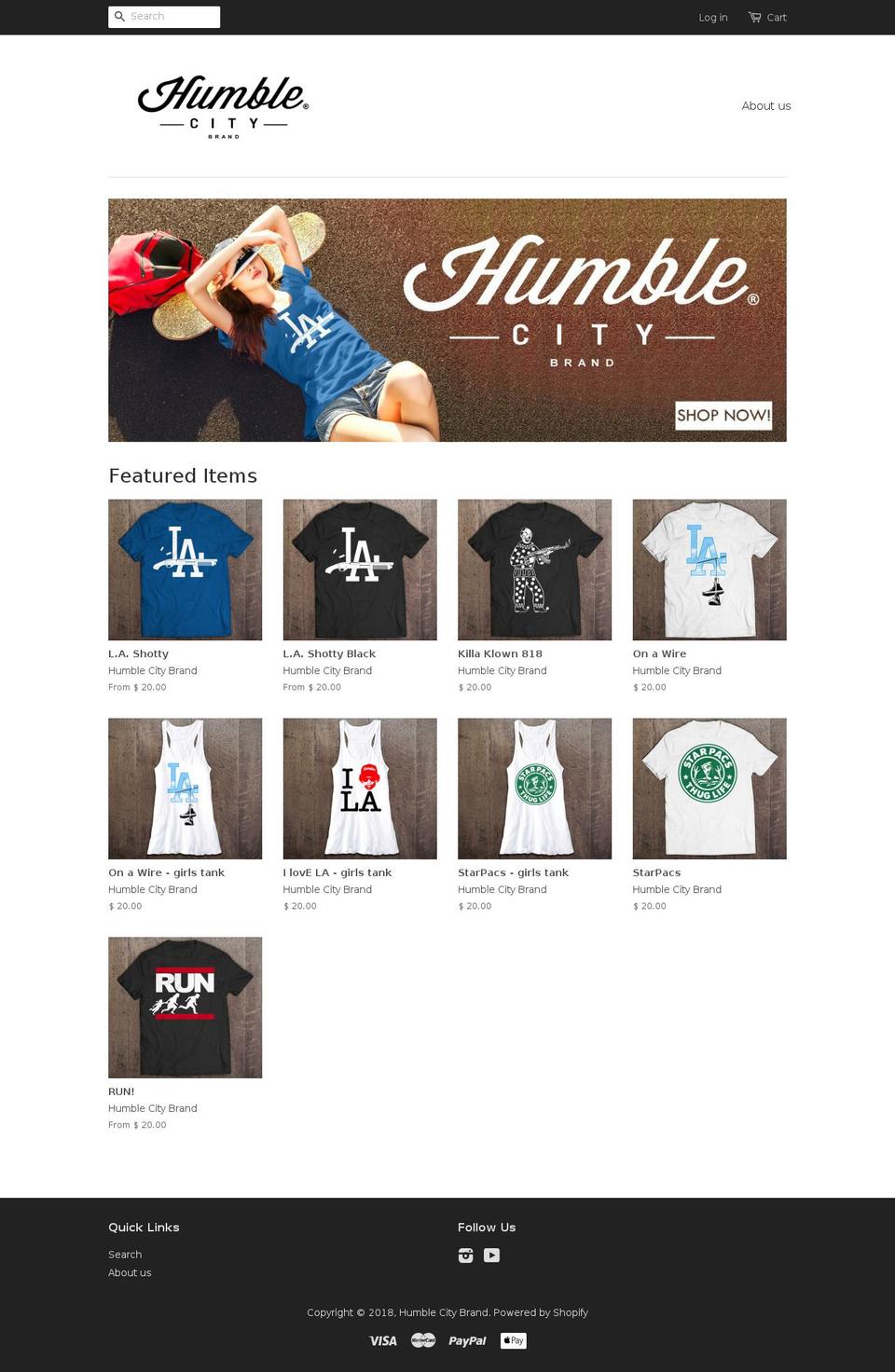 humblecitybrand.com shopify website screenshot