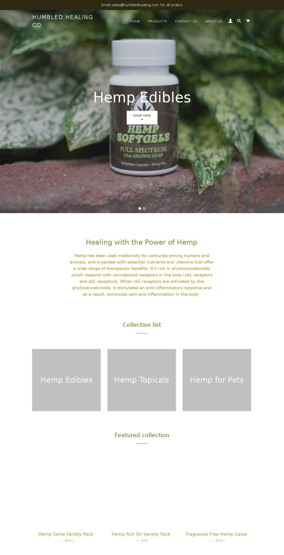 humbledextracts.com — Shopify storefront screenshot
