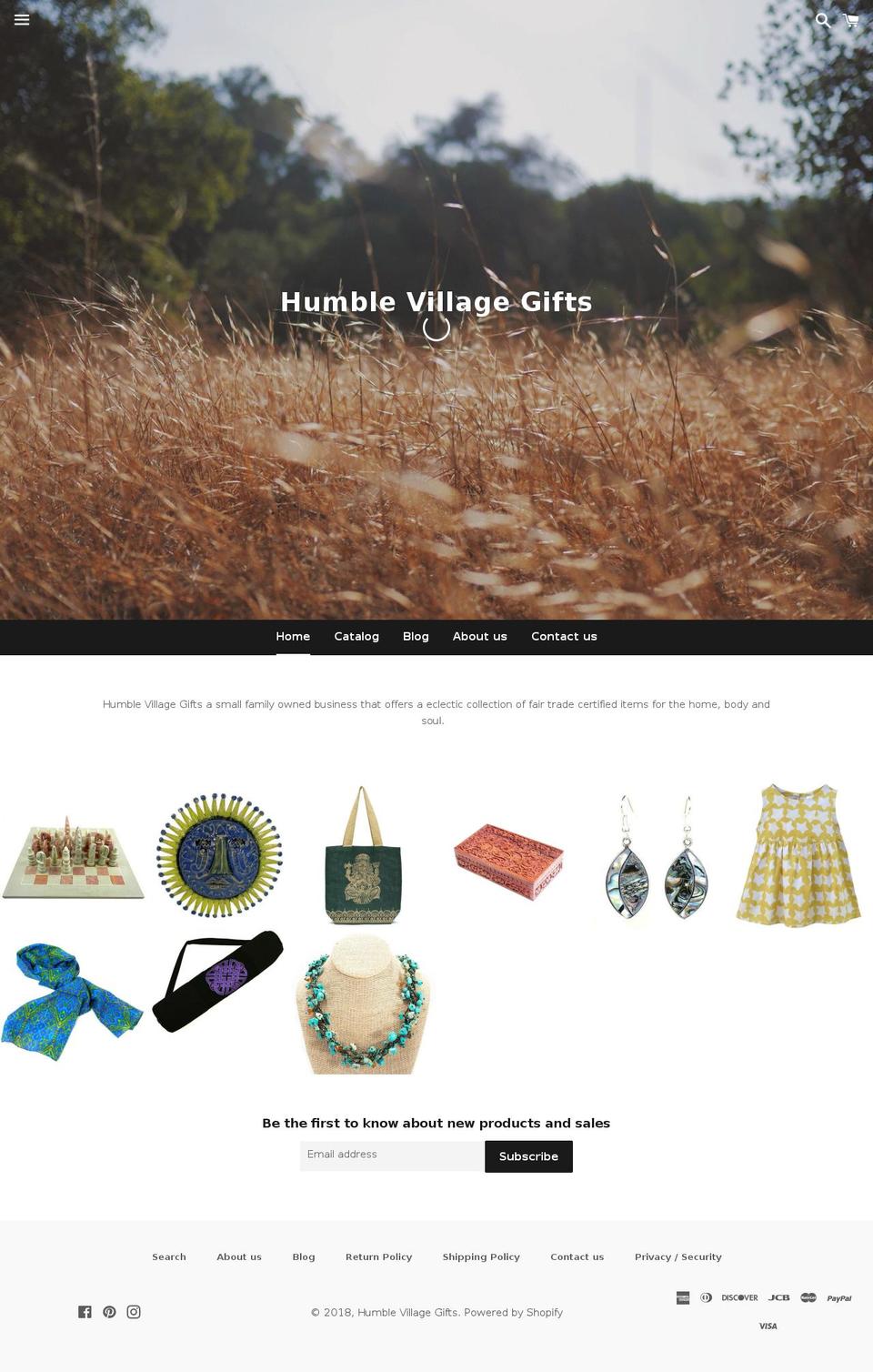 humbleearthgifts.com shopify website screenshot