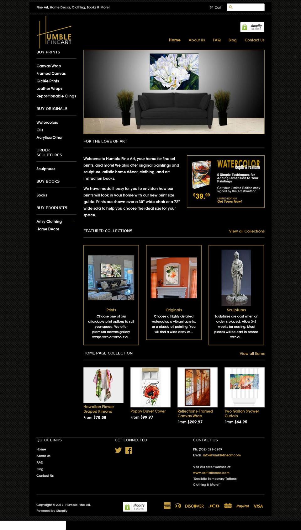 humblefineart.com shopify website screenshot