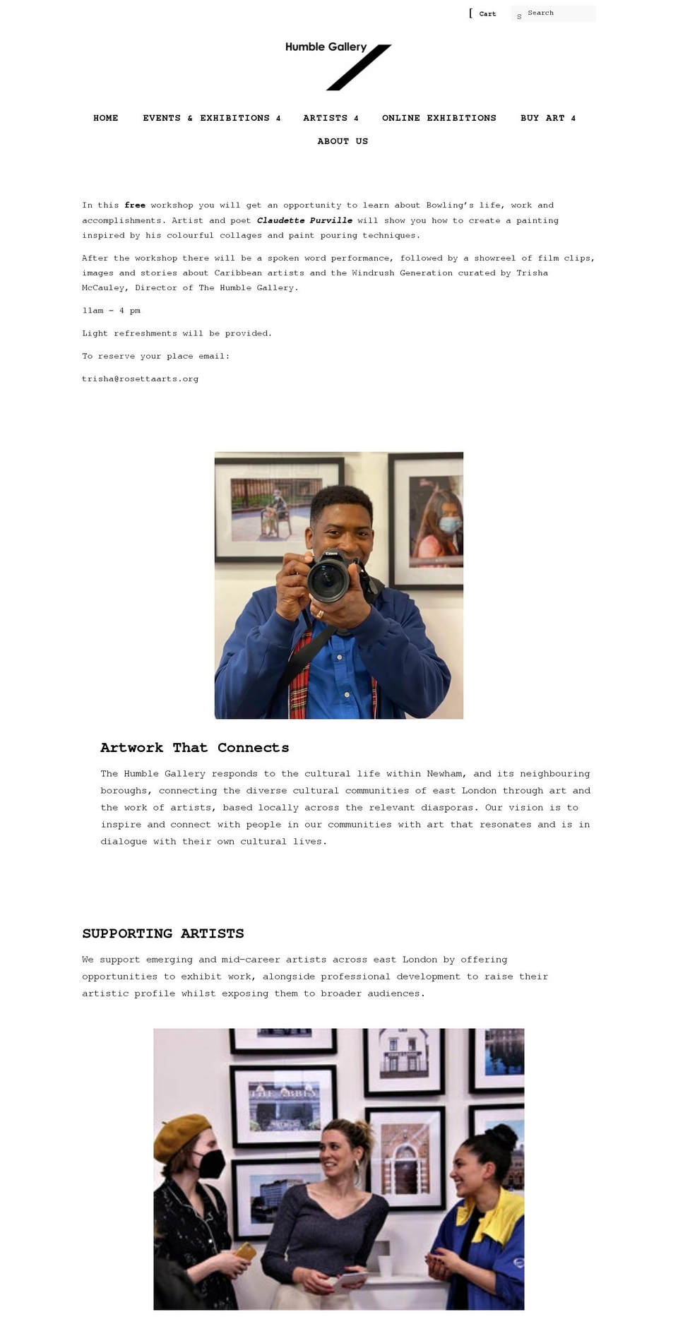 humblegallery.co.uk shopify website screenshot