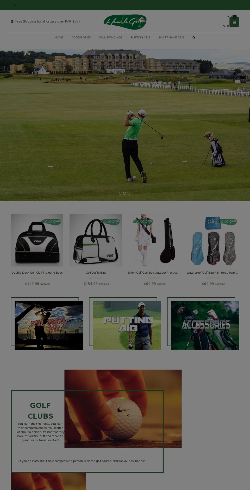 humblegolfer.com — Shopify storefront screenshot