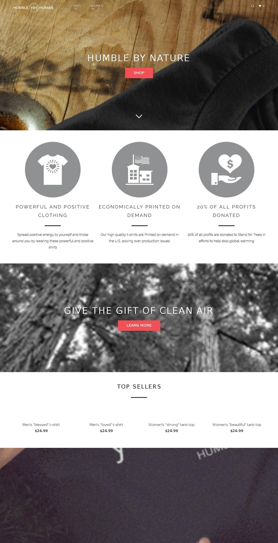 humblehumanclothing.com — Shopify storefront screenshot