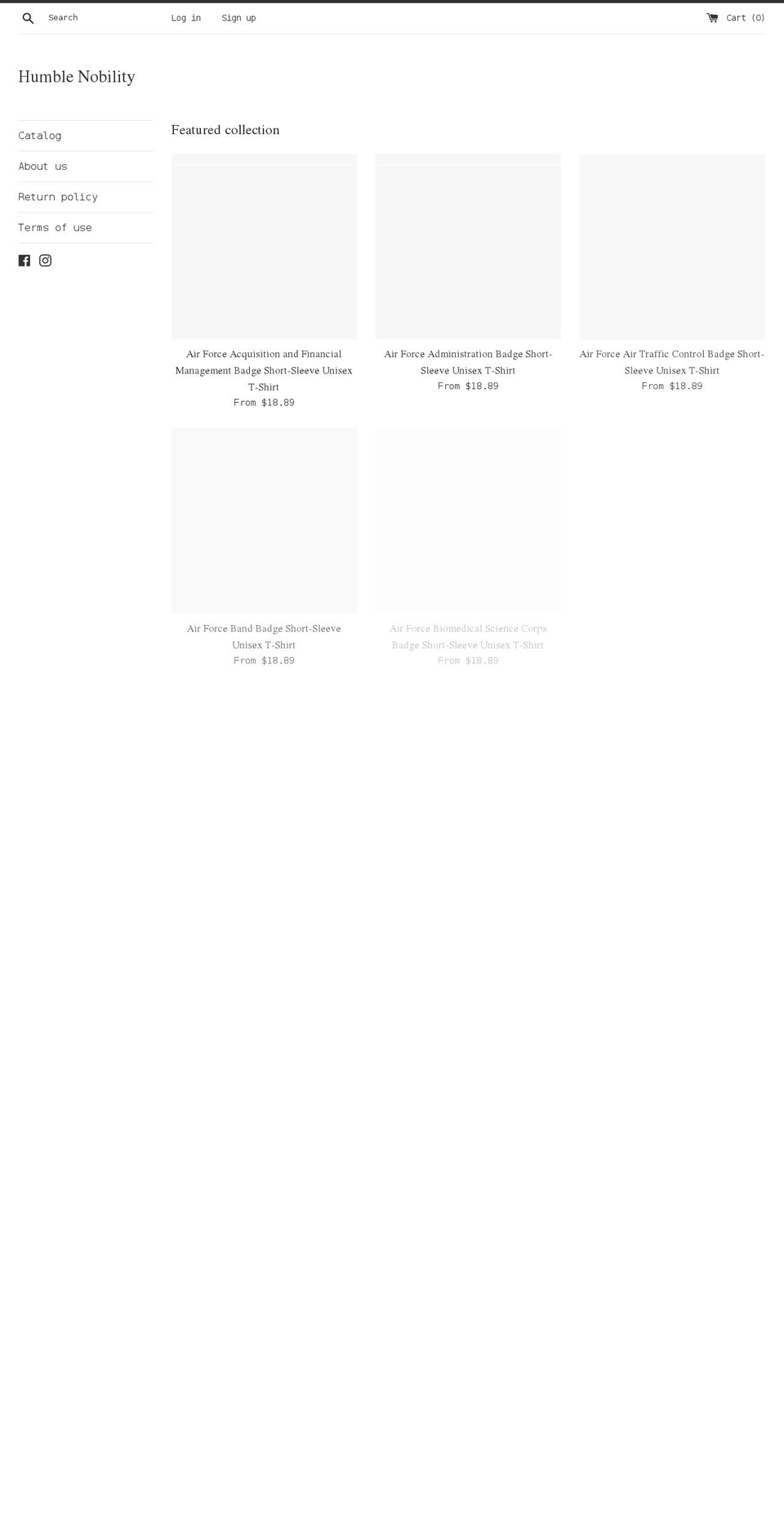 humblenobility.com shopify website screenshot