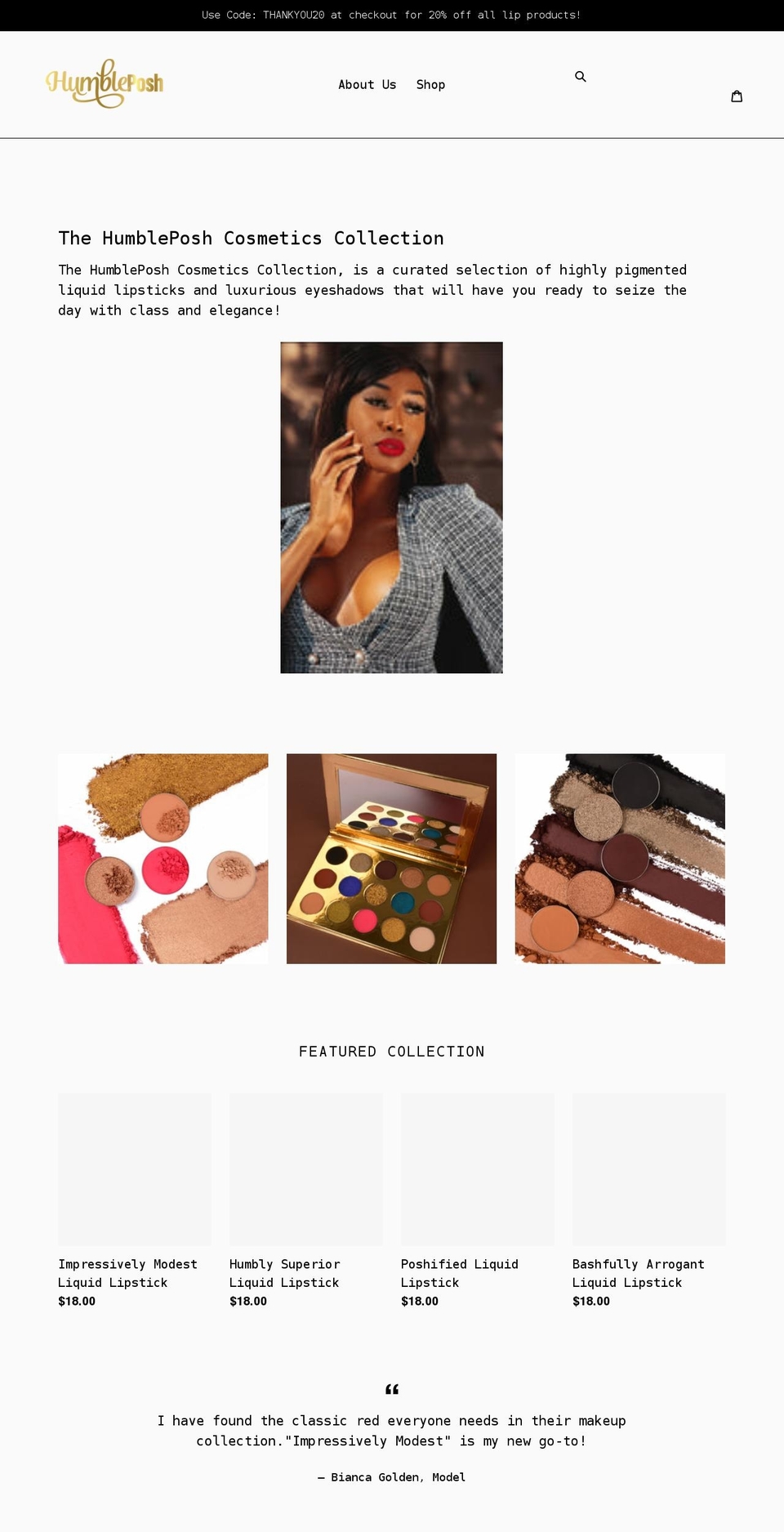 humbleposh.com shopify website screenshot