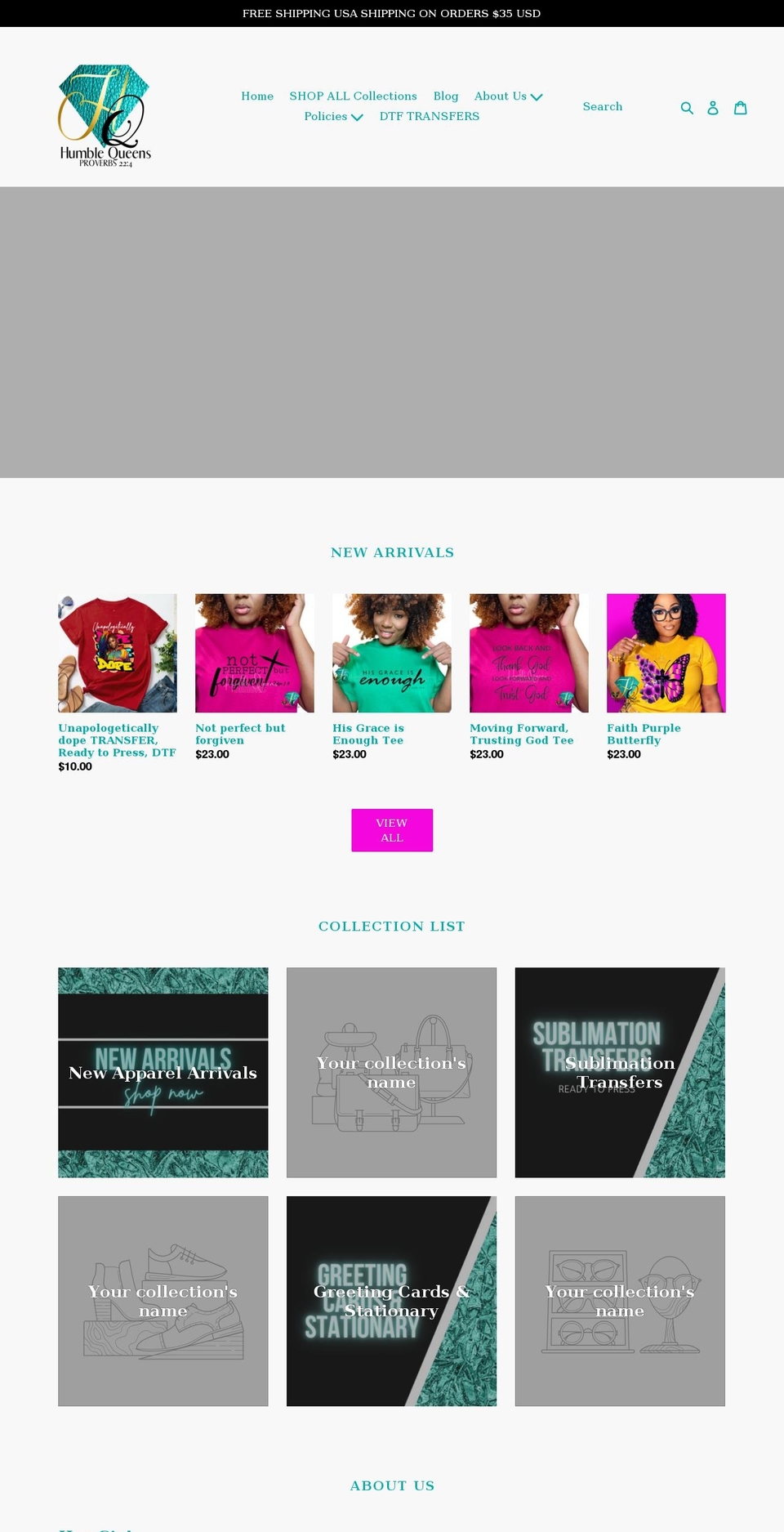 humblequeens.com shopify website screenshot