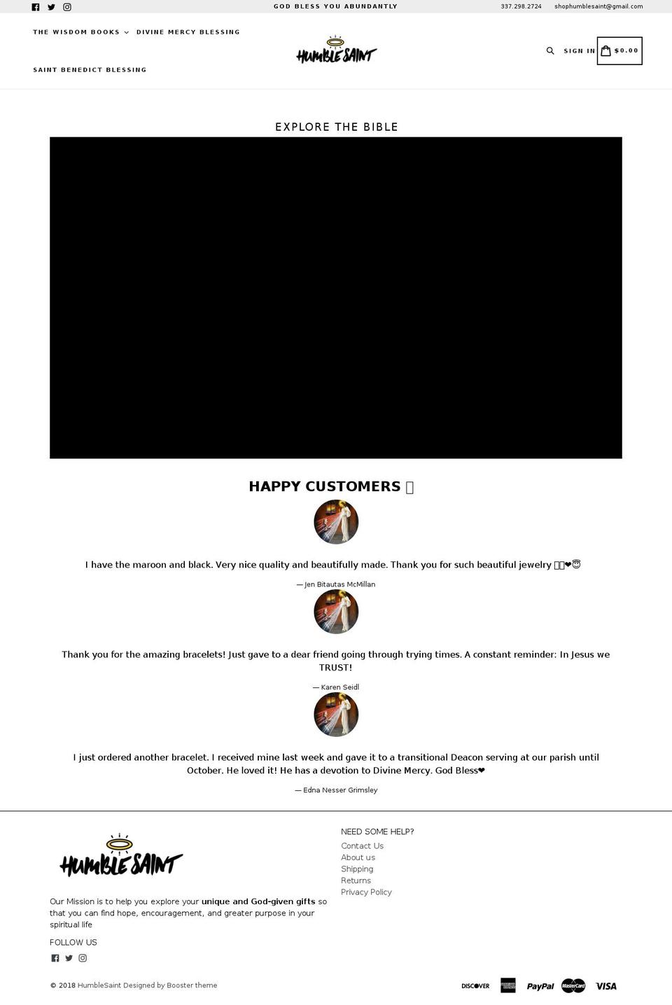 humblesaint.com — Shopify storefront screenshot