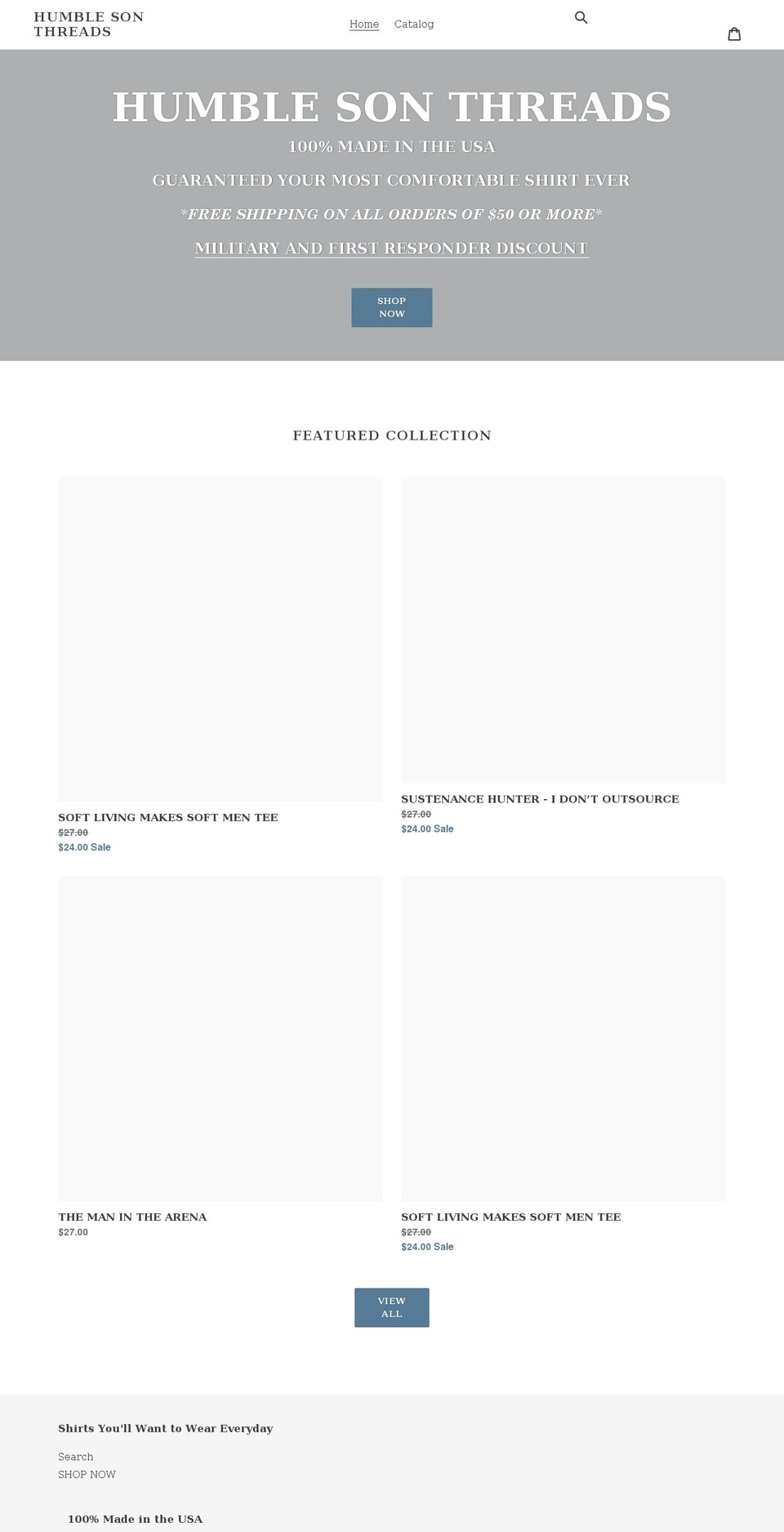 humblesonthreads.com shopify website screenshot
