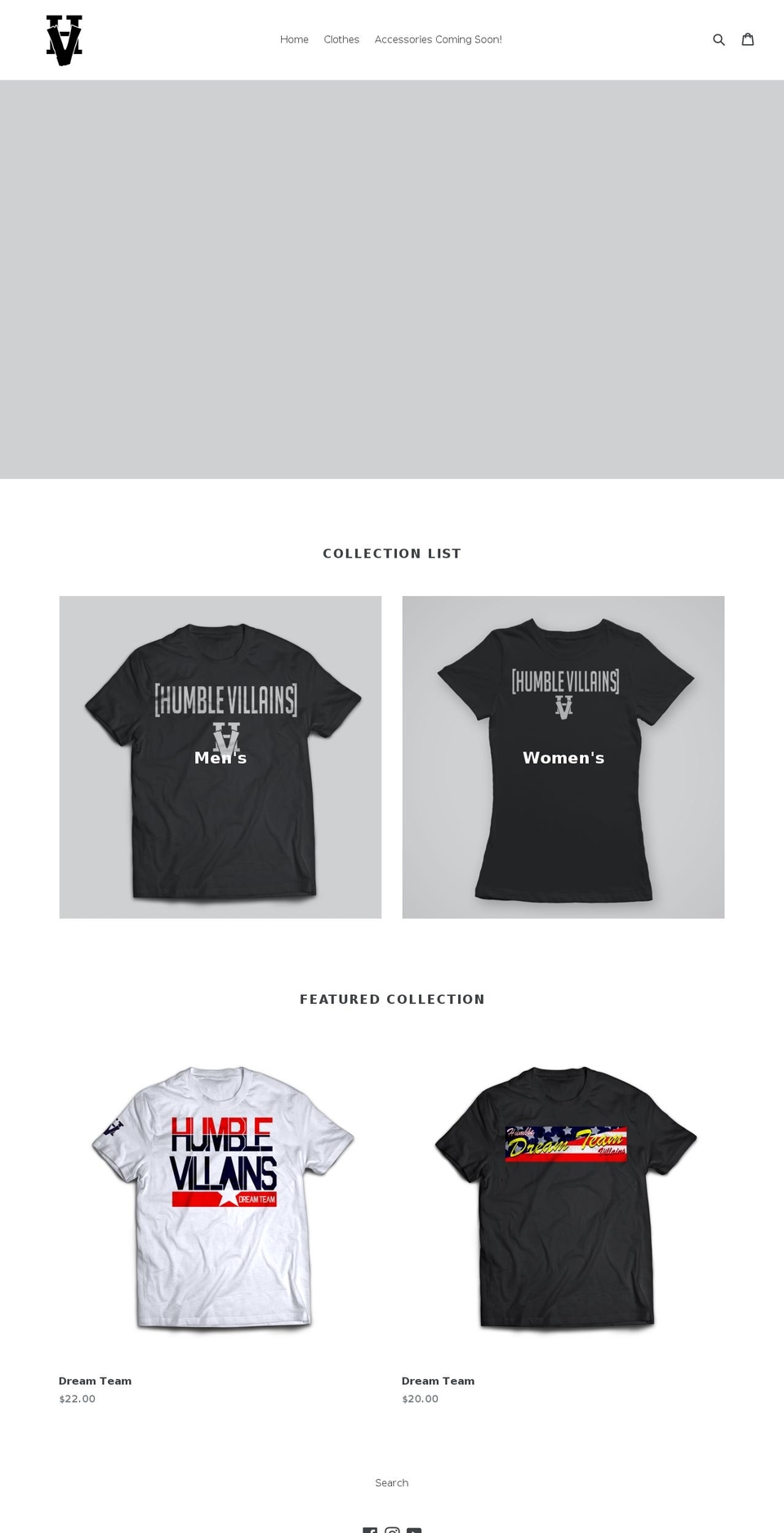 humblevillains.com — Shopify storefront screenshot
