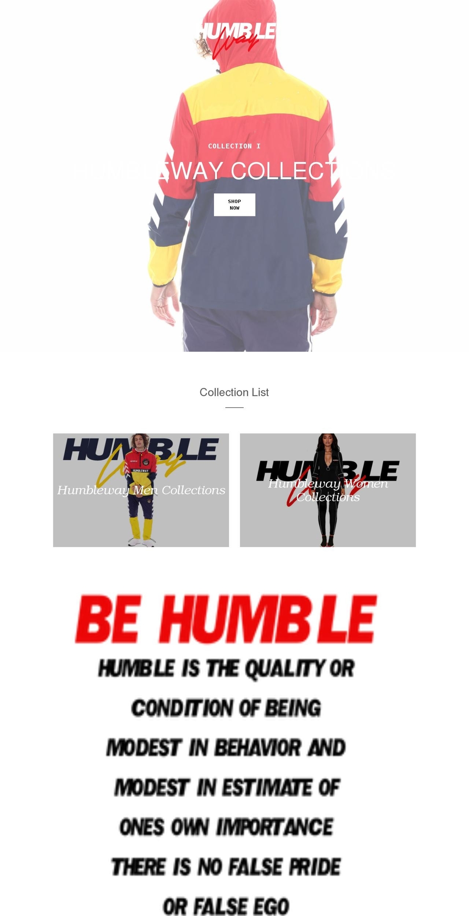 humblewaycollections.com shopify website screenshot