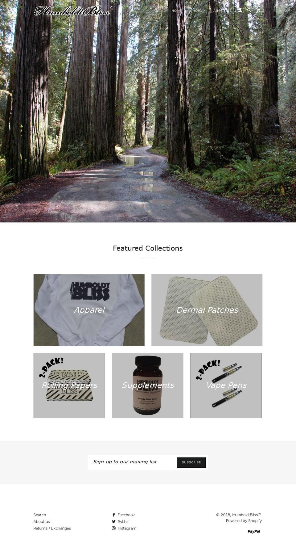 humboldtbliss.com — Shopify storefront screenshot