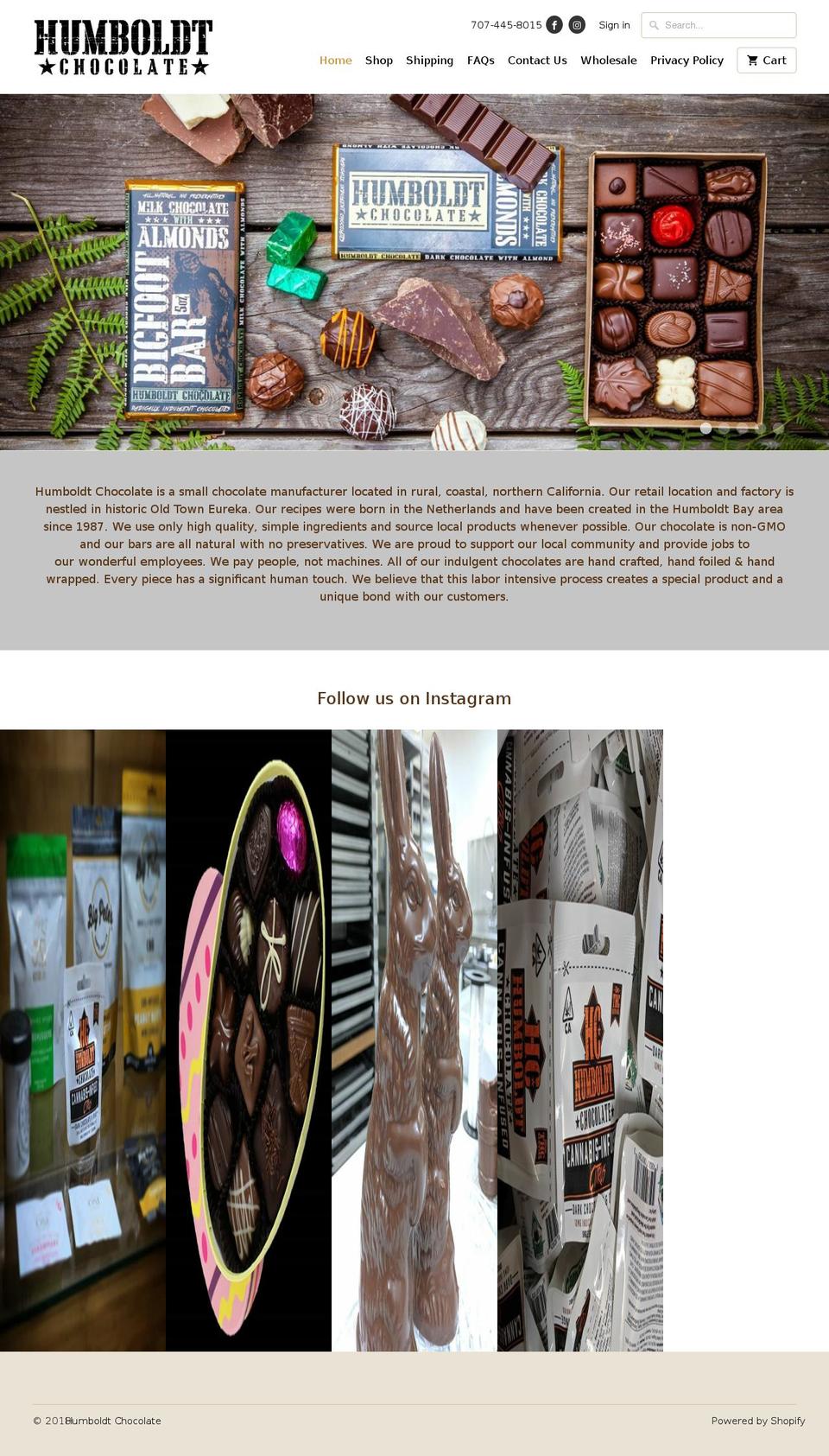 humboldtchocolates.com shopify website screenshot